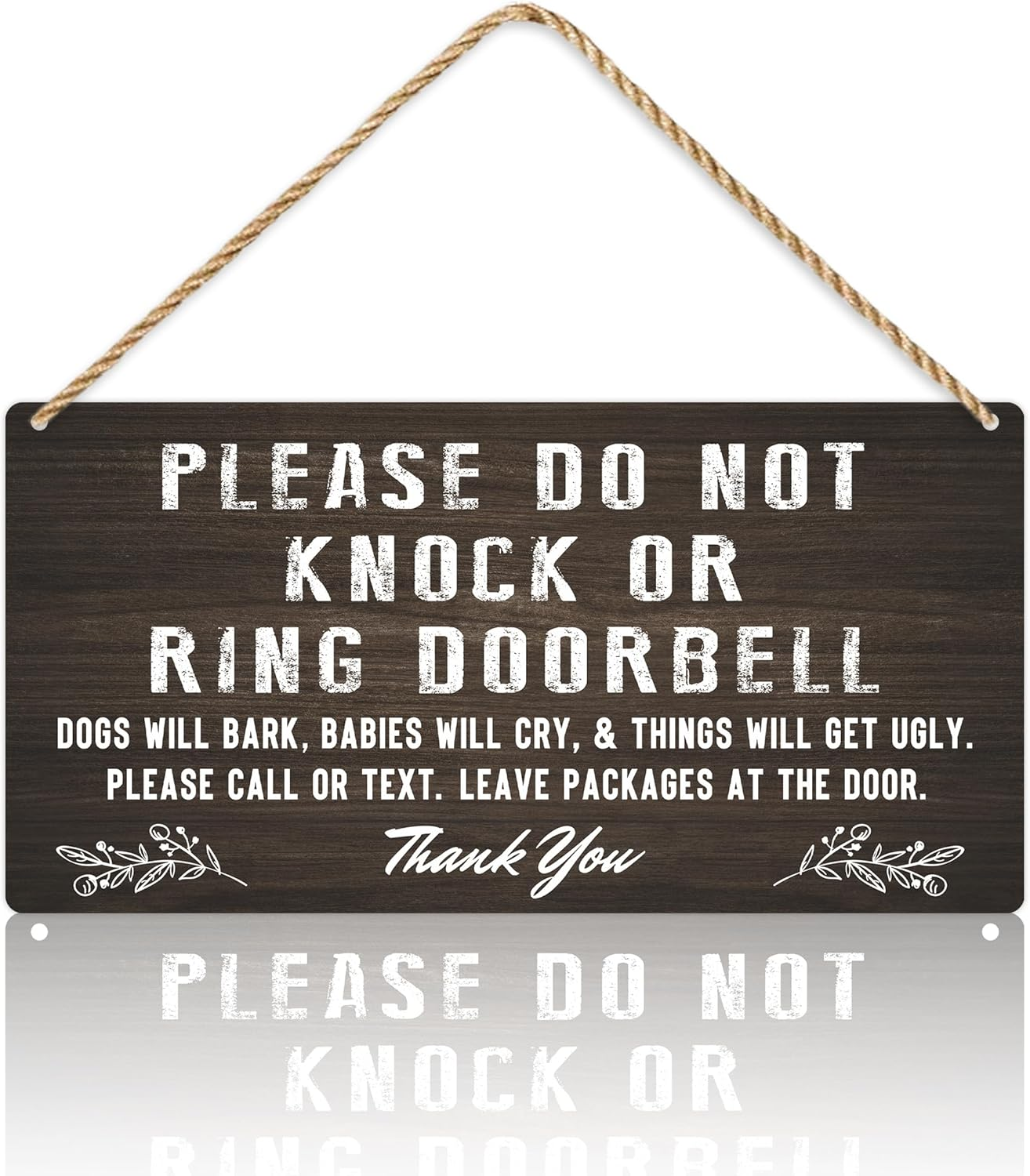 Do Not Knock Baby Sleeping Sign for Front Door, Double-Sided PVC Rustic Please Do Not Ring Doorbell No Soliciting Hanging Sign for Home, House, Office, Business（Without Ropes）