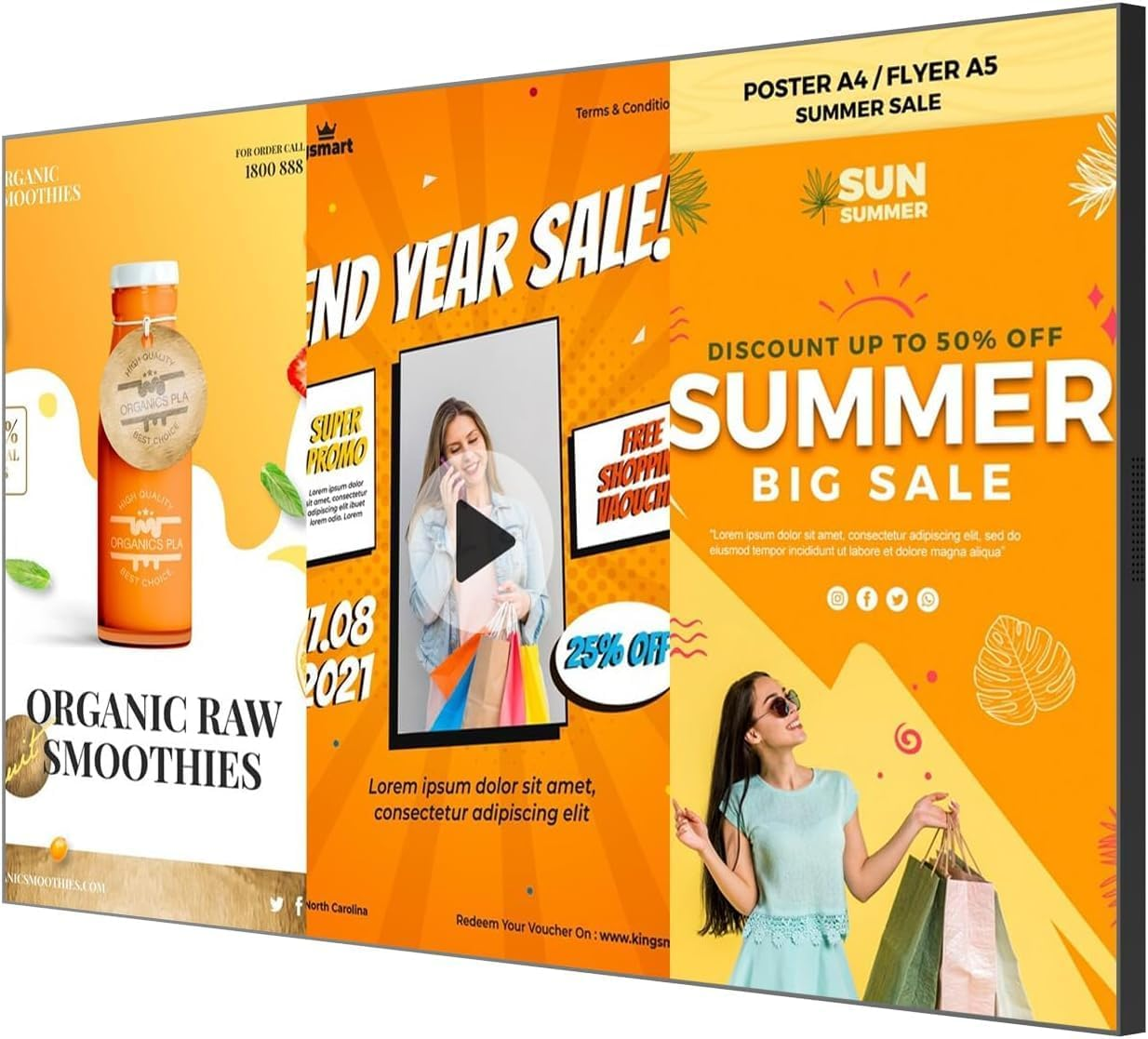 Digital Signage Display, Canlarriz 50 Inch Wall Mount Digital Menu Board for Restaurants and Stores Advertising Screen 1000 Nits Ultra-High Brightness 4K UHD Free Web Content Editor Android 4GB + 64GB image number 5