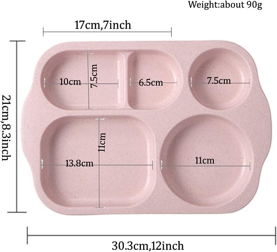 Aiyoo 4 PCS Unbreakable Divided Portion Plates, 12 Inch Dishwasher Safe Tray for Adults,Plastic Home Dinner Plate Feeding Food Training,4Colors for Outdoor Camping Picnic BBQ Beach or Every Day Use image number 4
