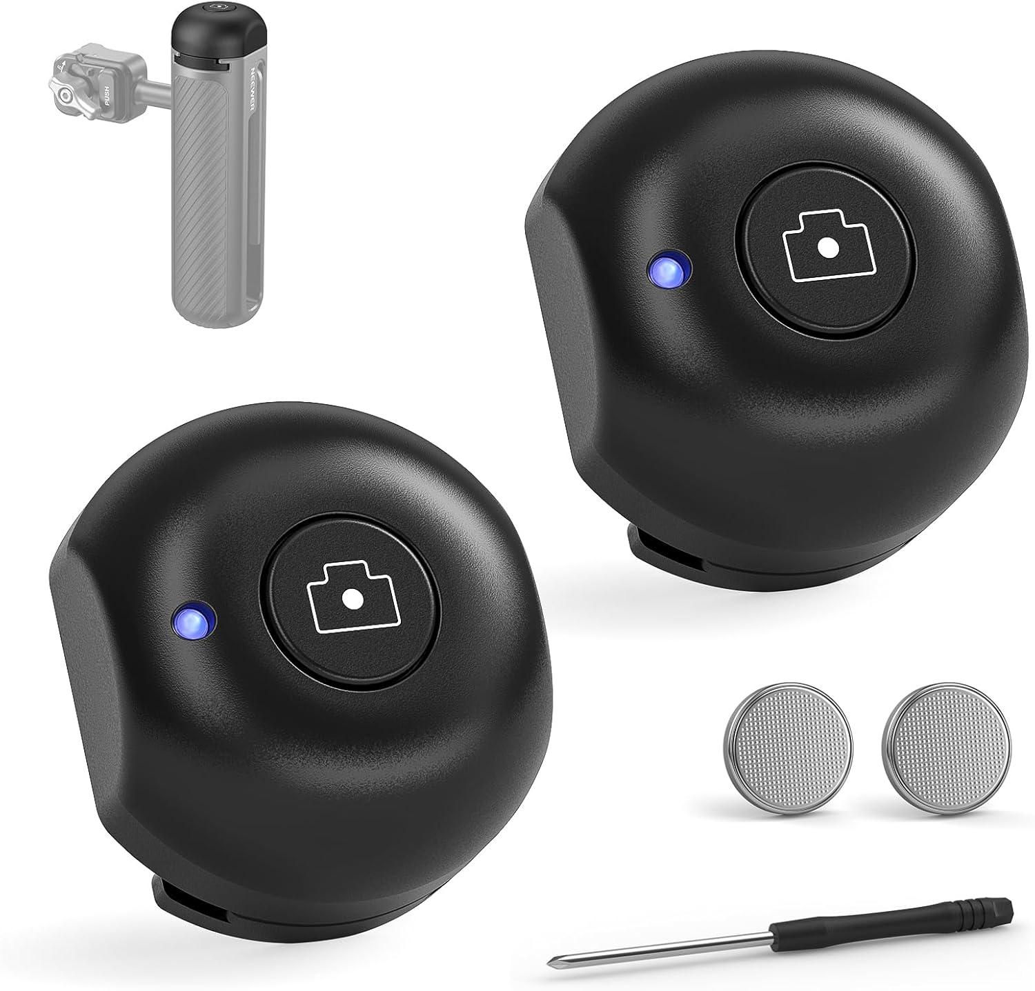 NEEWER Cold Shoe Cover for PA045E Bluetooth Shutter Side Handle Grip (2 Pack), ABS + PC Cold Shoe Protector with CR2032 Replacement Coin Battery and Phillips Screwdriver, RT005E image number 6