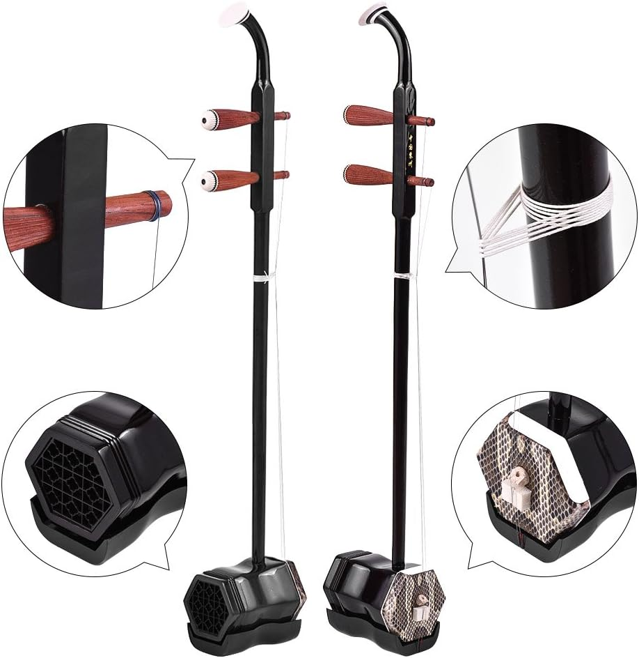 Solidwood Erhu Chinese 2-String Violin Fiddle Stringed Musical Instrument Dark Coffee QIUNI image number 3