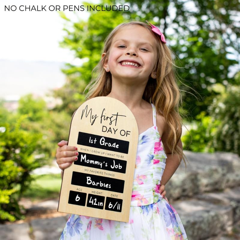 Weforu My First or Last Day of School Photo Board, Back to School Sign Chalk Board, School Sign Photo Props, Wooden 1St Day School Chalkboard of Preschool Pre-K, Kindergarten image number 3