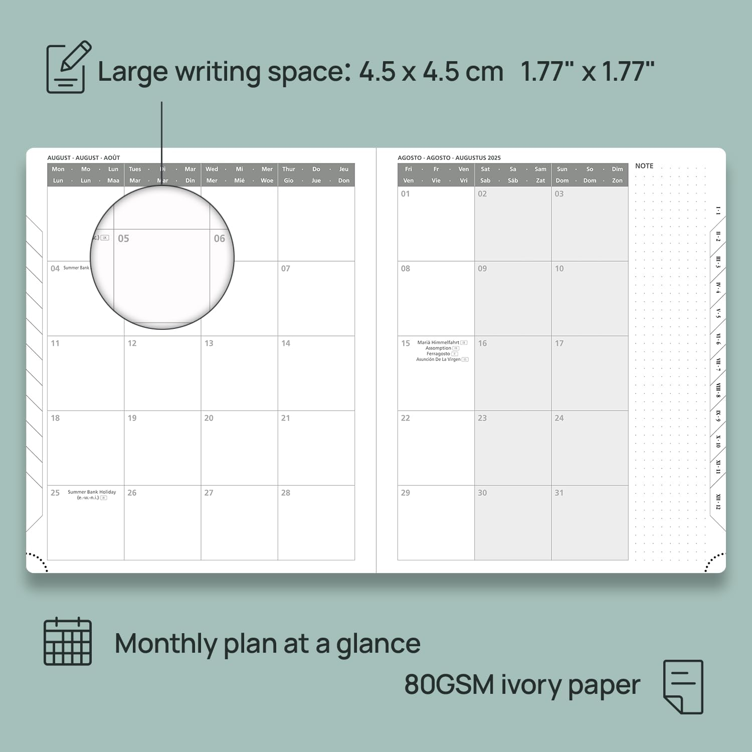 POPRUN Academic Diary Week to View 2025-2026 Large PU Leather Soft Cover 26.5 X 21.5 Cm - 25/26 Weekly Planner & Notebook in One, Inner Pocket, Monthly Tab (Lilac) image number 5