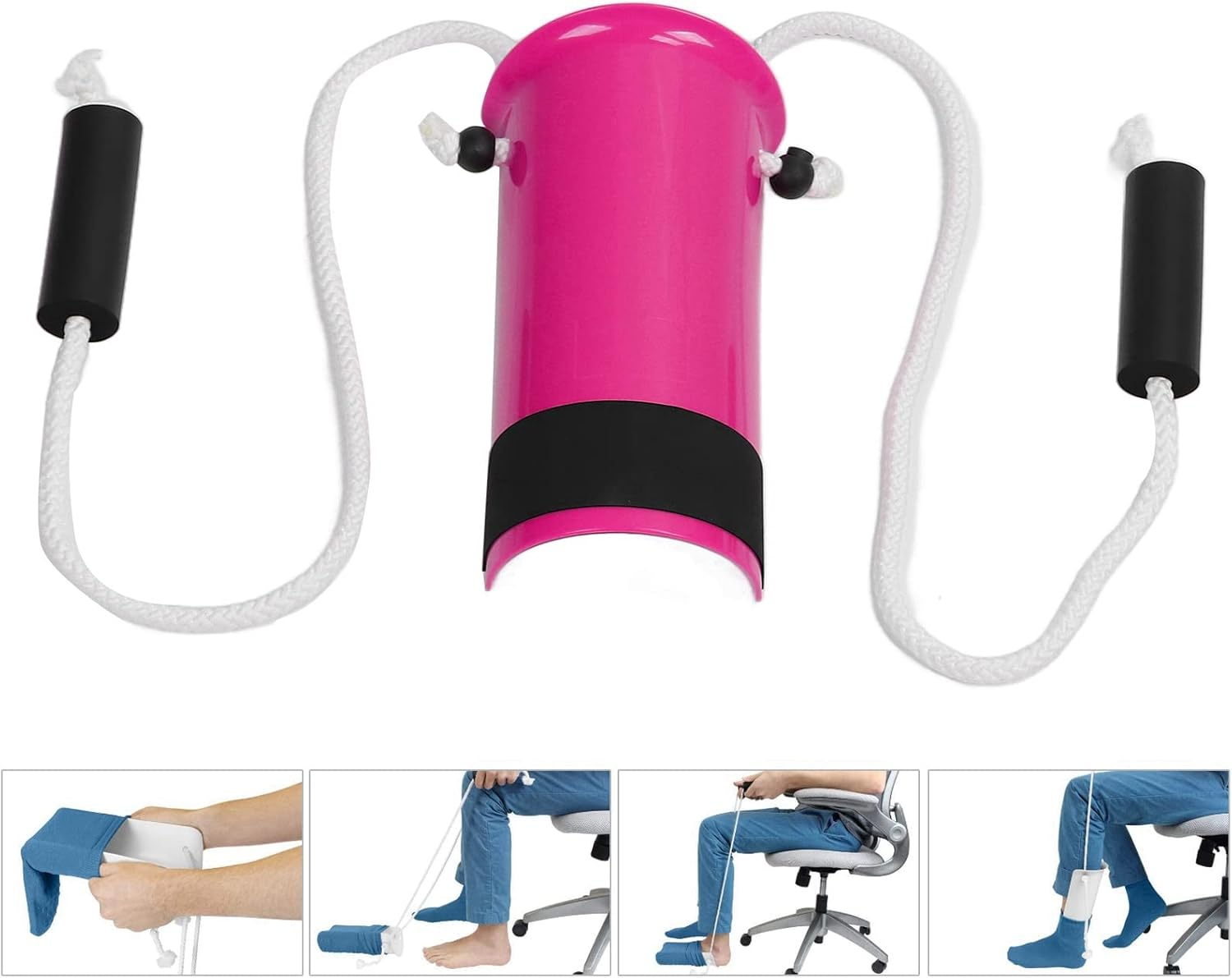 Sock Aid, Compression Sock Helper Stocking Slider with Foam Grip Handles, Sock Aid Tool and Pants Assist for Elderly, Disabled, Pregnant, Diabetics, Sock Puller Aid Easy on and off (Purplish Red) image number 5