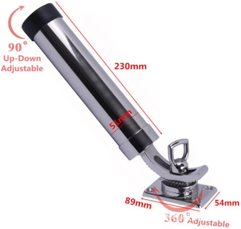 360 Degree Adjustable ZONADA Fishing Rod Holder, 316 Stainless Steel Fishing Rod Holder, Marine Grade, Deck Mount Rectangular Base for Marine Fishing Boat,Yacht image number 2