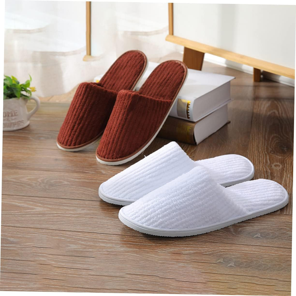 OHPHCALL Thick Cotton Slippers for Home Non-Woven Guest Footwear Warm Breathable image number 6
