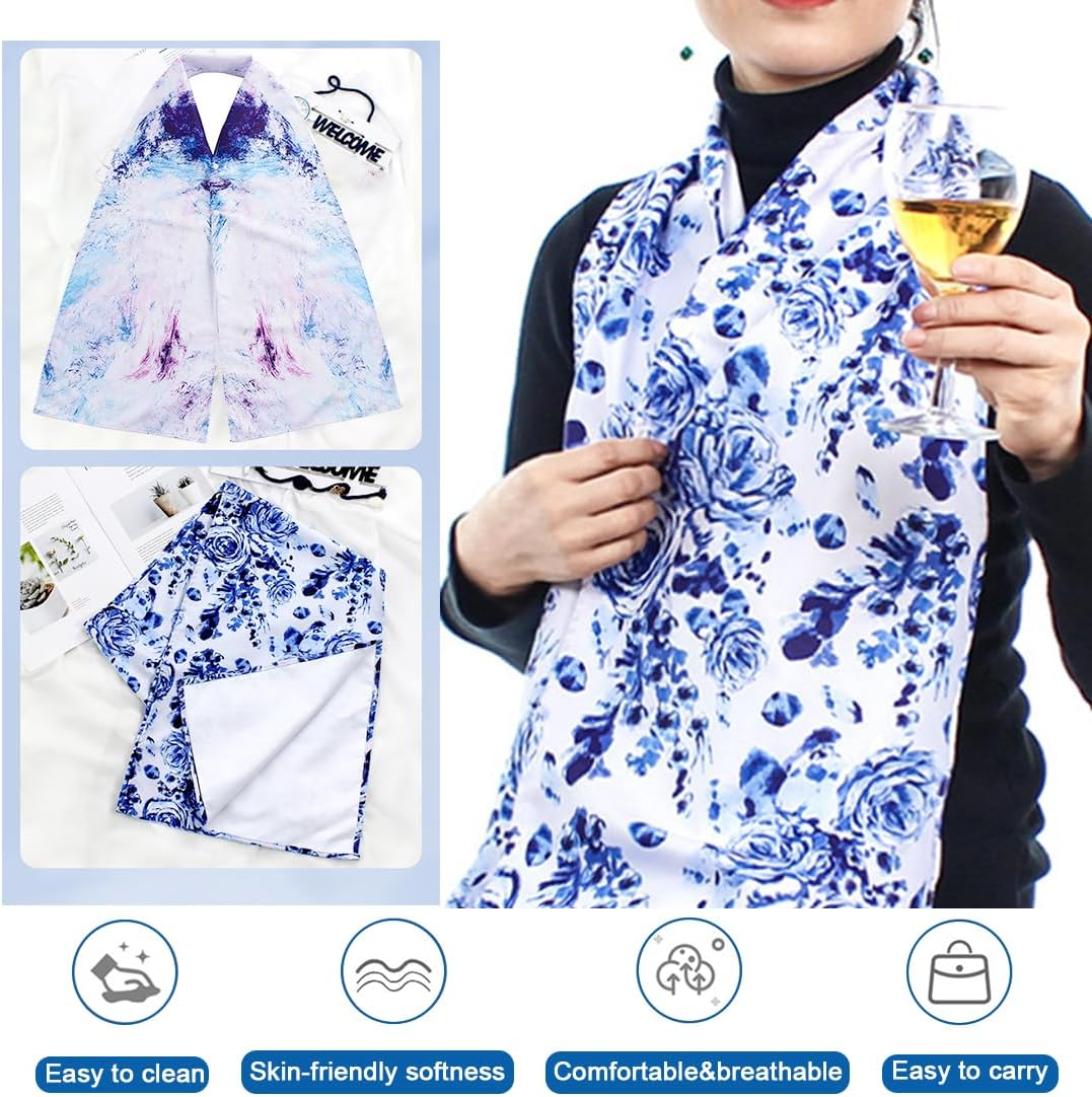 VOPHIA 2 Pack Adult Bib Dining Scarf for Women Microsuede Washable Reusable Food Clothing Protectors Dining Mouth Towel Scarf (Tie-Dye) image number 3