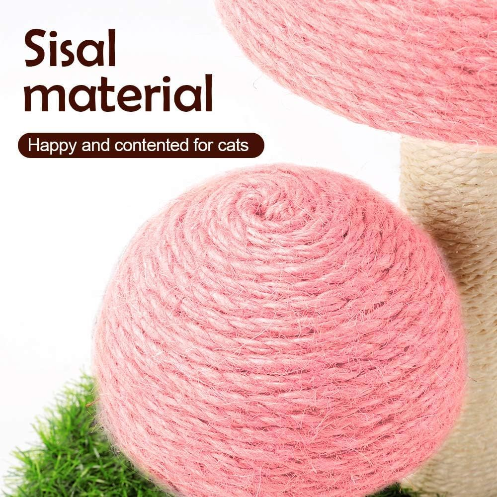 Cat Scratching Post, Mushroom Claw Scratching Post for Kitty, Natural Sisal Cat Scratchers Pole, 15X12 Inch Cat Interactive Toys (Pink) - Beige image number 2