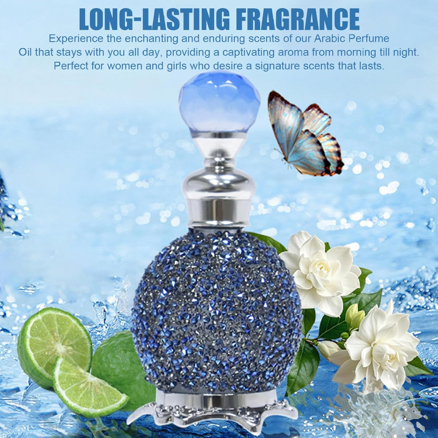 Arabic Perfume Oil 15Ml Long Lasting Fragrance Dubai Perfume with Luxurious Bottle for Women & Girls, with 2Pcs 6Ml Random Roll Ball, Arabian Oil, Dubai for Women