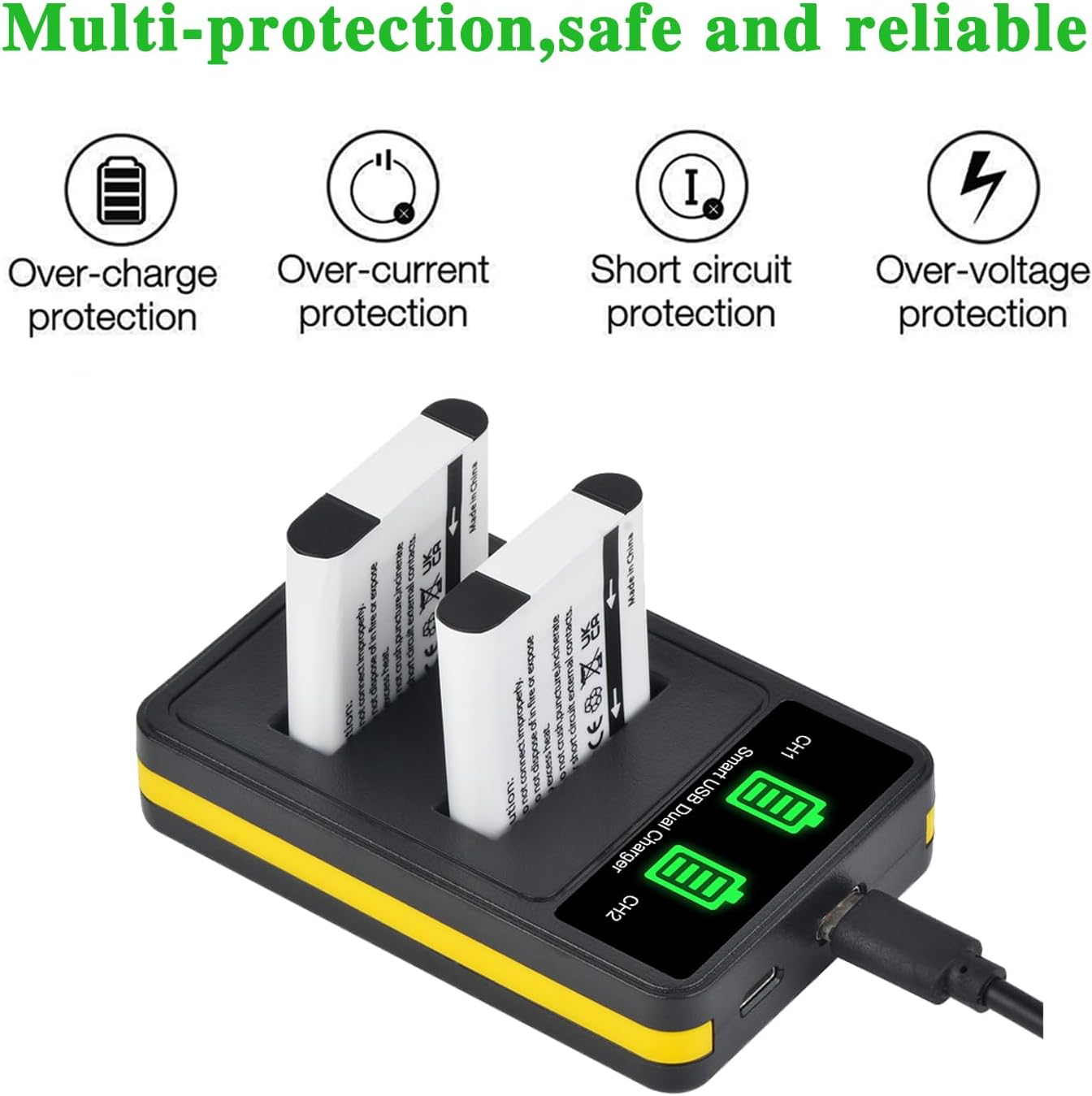 Tectra 2Pcs LI-90B LI-92B Battery and LED Dual Charger for Olympus Tough TG-7, TG-6, TG-5, Tg-Tracker, Tough SH-1, SH-2, TG-1 Ihs, TG-2 Ihs, TG-3, TG-4, SH-50 Cameras image number 2