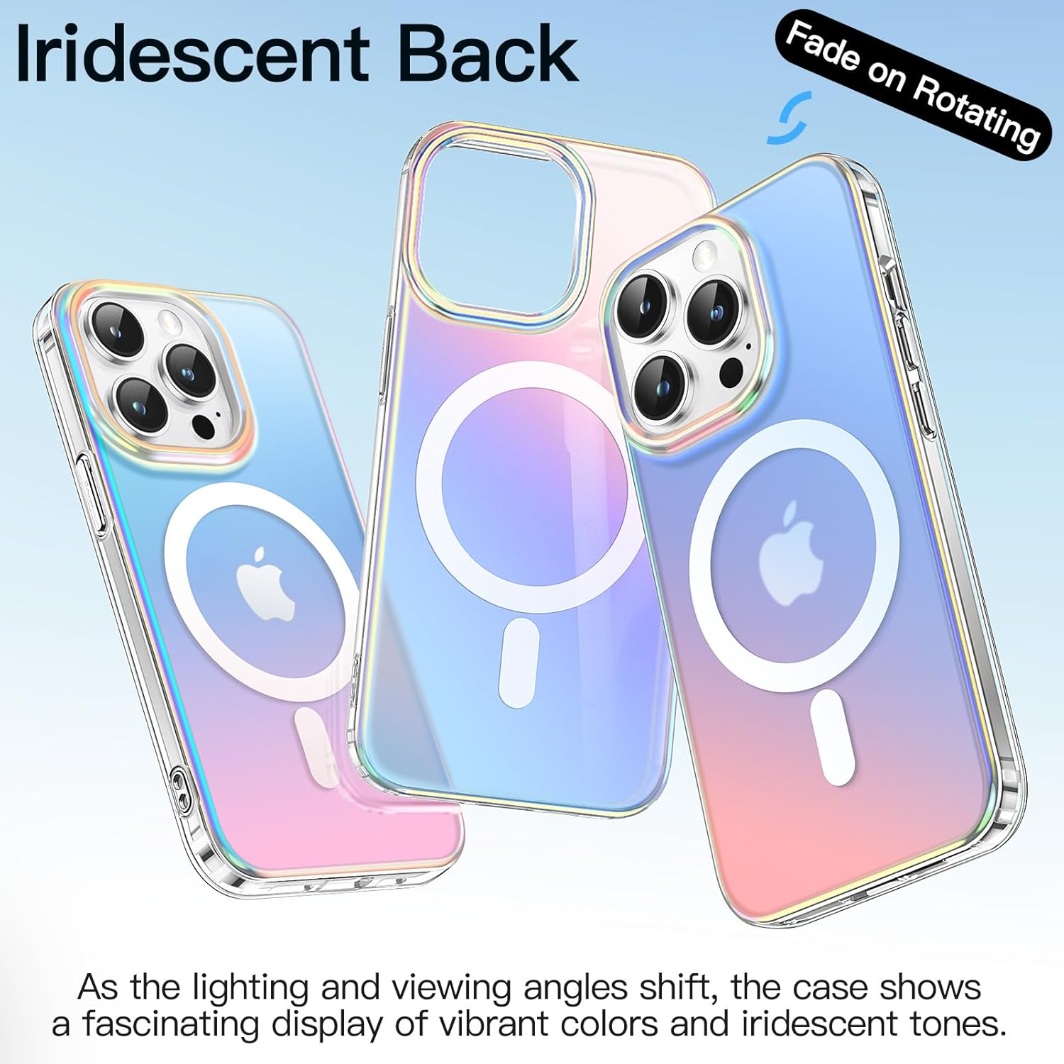 Jetech Iridescent Case for Iphone 14 Pro 6.1-Inch Compatible with Magsafe, Cute Unique and Aesthetic Design, Colorful Fluorescent Translucent Back Shockproof Phone Cover (Iridescent) - Iridescent Black image number 4
