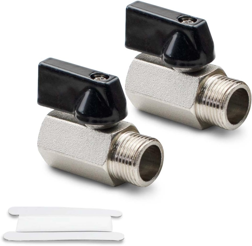 Bwintech 2 Pcs 1/4" BSP Female Nickel Plated Brass Mini Ball Valve Shut-Off Valve image number 3