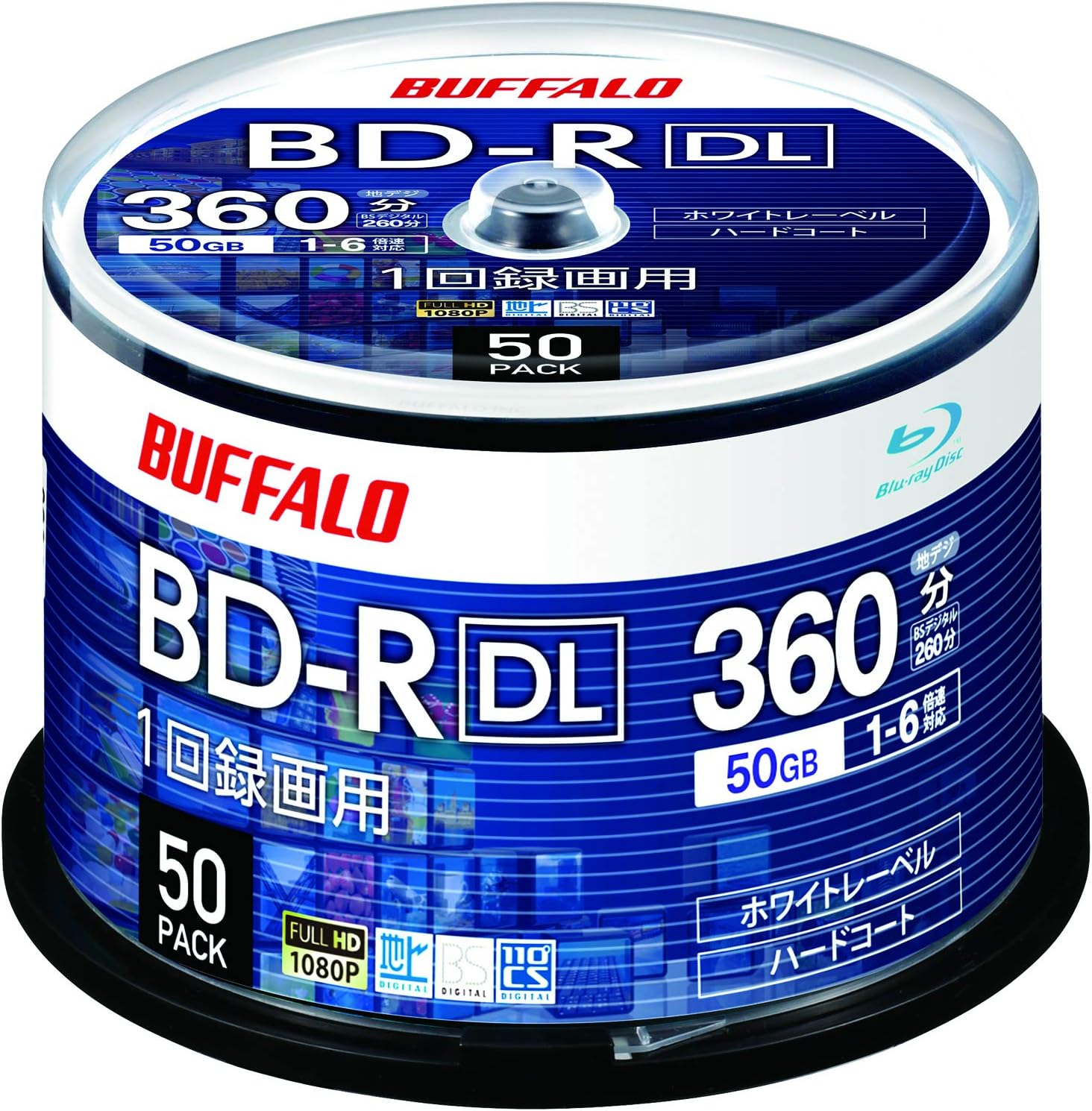 Buffalo RO-BR50V-050PW/N Blu-Ray Disc, BD-R DL, for Single Recording, 50GB, 50 Sheets, Spindle, Single-Sided, 2-Layer, 1-6X Speed, White Label image number 4