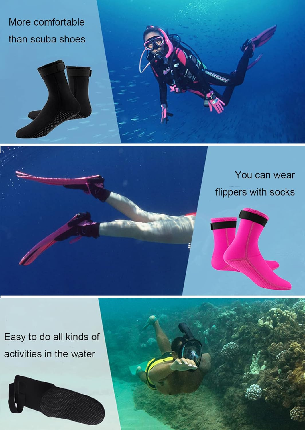 Diving Socks, 3MM Neoprene Socks Surf Booties Dive Booties Dive Boots image number 6