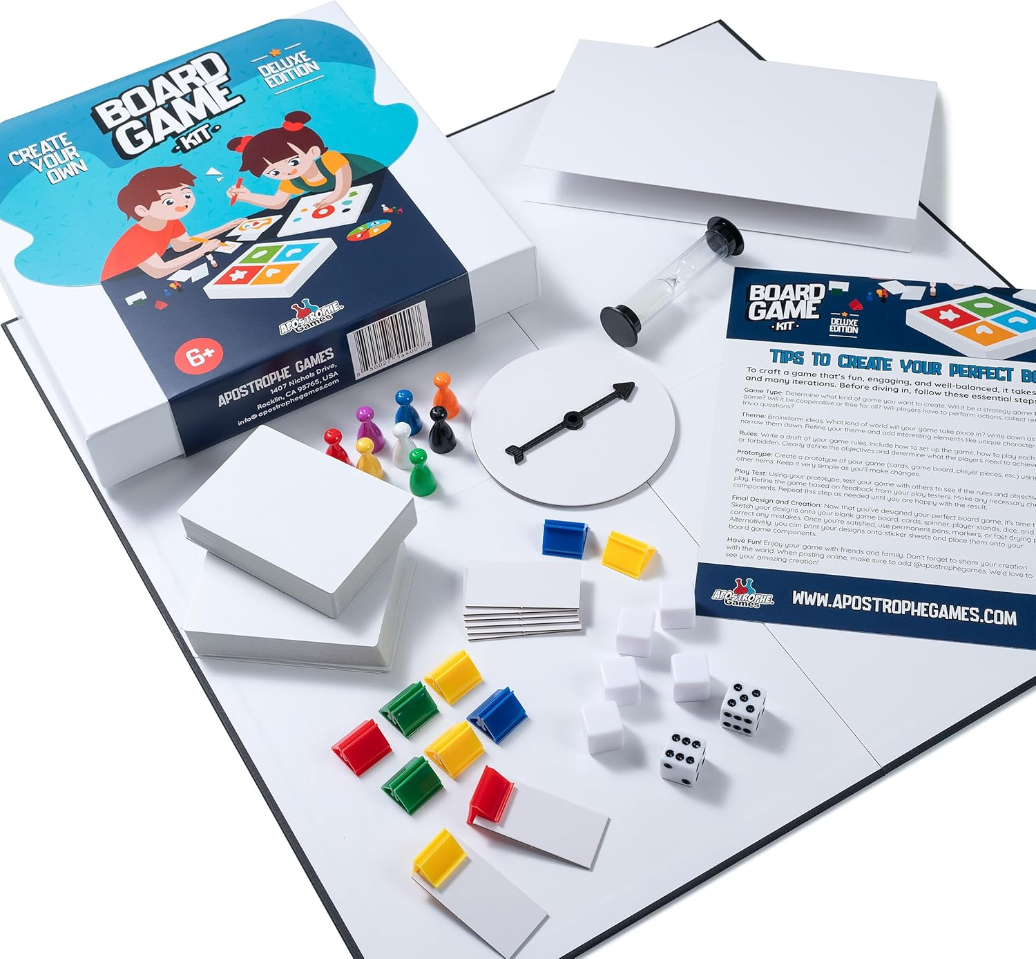Create Your Own Board Game Set &ndash; DIY Game Kit with Blank Game Board, Game Pieces, Blank Cards, Dice, Spinner, Rulebook, Sand Timer &ndash; Complete Build Your Own Game Set for Family Board Games image number 6