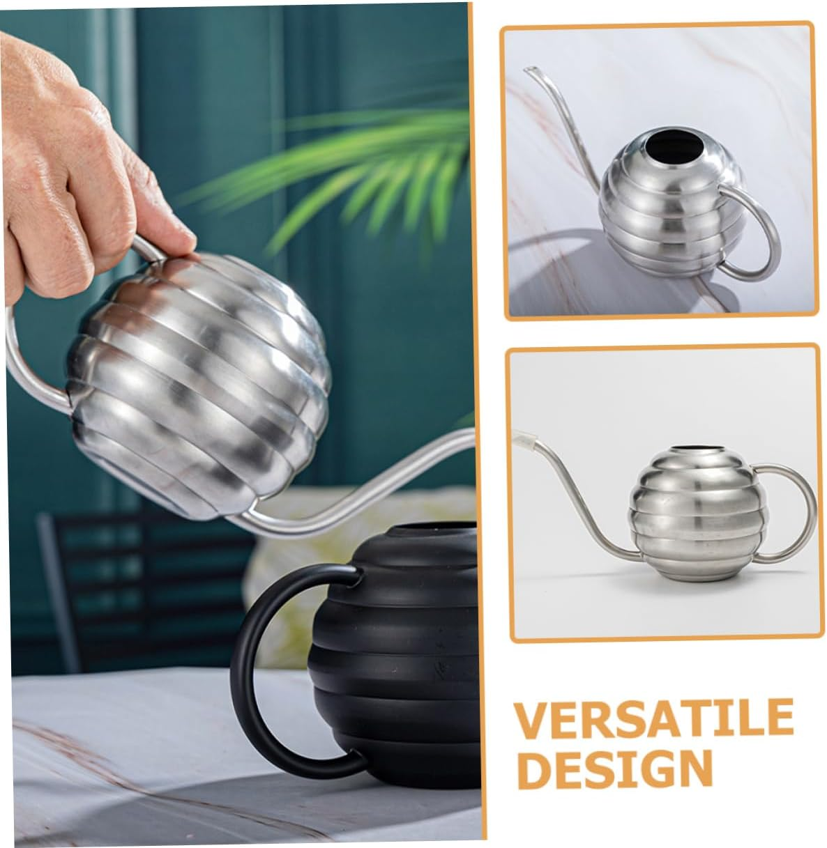 Stainless Steel Watering Bottle Metal Watering Pot Gooseneck Garden Sprayer for Indoor Outdoor Plants Sprinkling Can for Pot - Silver image number 6