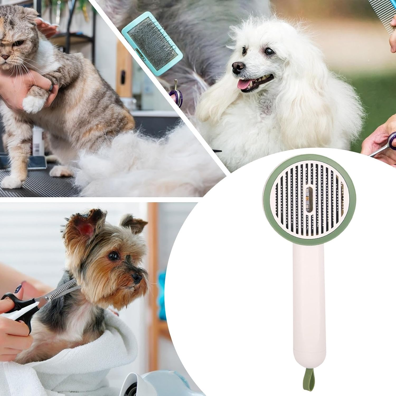 Cat Slicker Brush | Kitten Grooming Comb with Button - Non-Slip UV Function Slicker Brush with Release Button for Bath Travel Puppy and Kitten image number 6