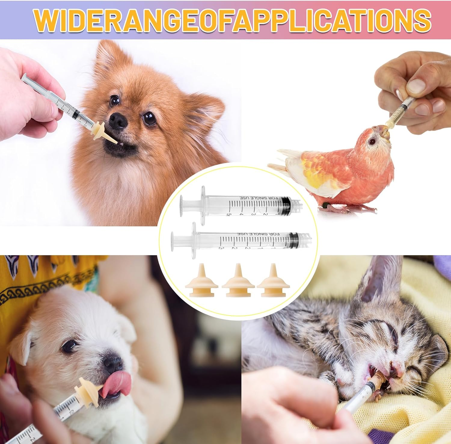 14PCS Pet Miracle Nipple for Kittens, 4PCS Kitten Feeding Syringe, 10PCS Kitten Nipples for Feeding Cats, Dogs, Small Animals and Rabbits, Cat Toys image number 3