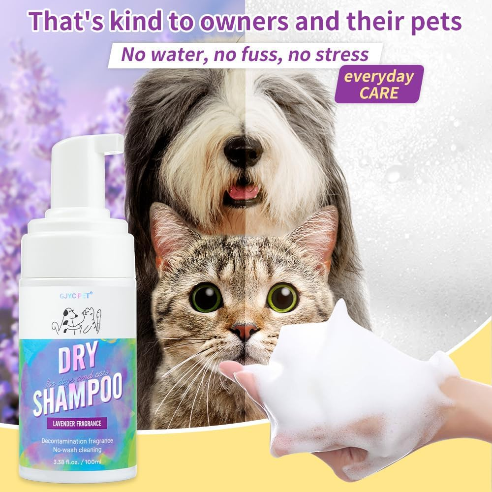 Waterless Pet Dry Shampoo with Lavender Fragrance, No-Rinse Foam Cleanser for Dogs and Cats, 100Ml image number 4