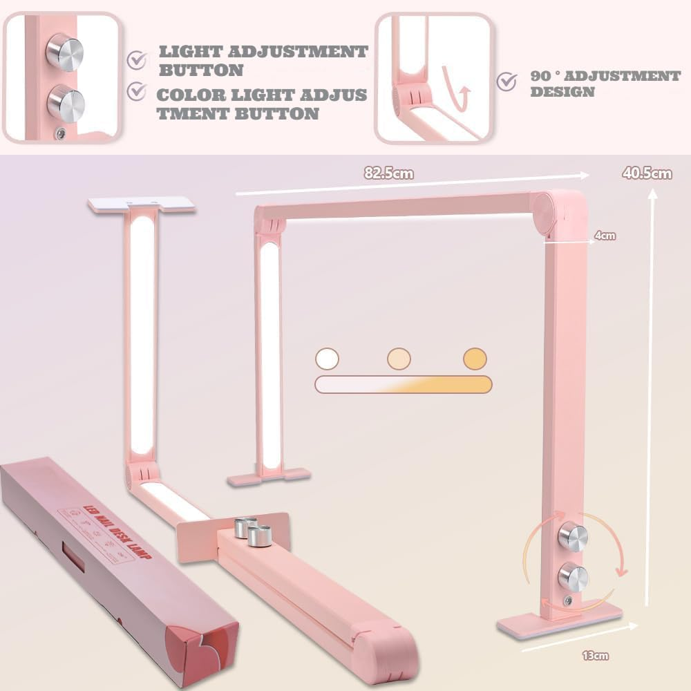 CHUCII Nail Light, Foldable Nail Table Lamp with 3 Color Temperature 3000K-6000K, for Manicure, Lash, Skincare (Pink) image number 4