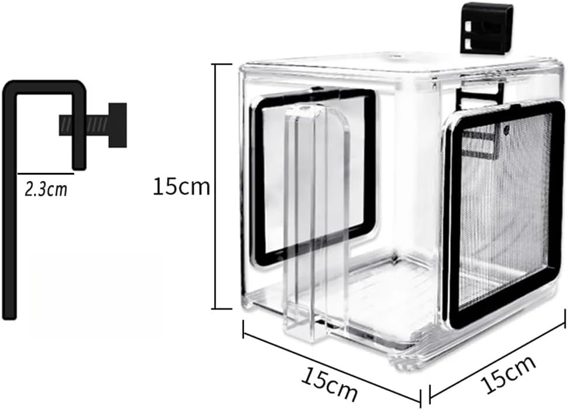 AIMALL Acrylic Fish Tank Breeding Isolation Box, Clear Hanging Newborn Fry Breeder, 5.91 X 5.91 X 5.91 Inches image number 6