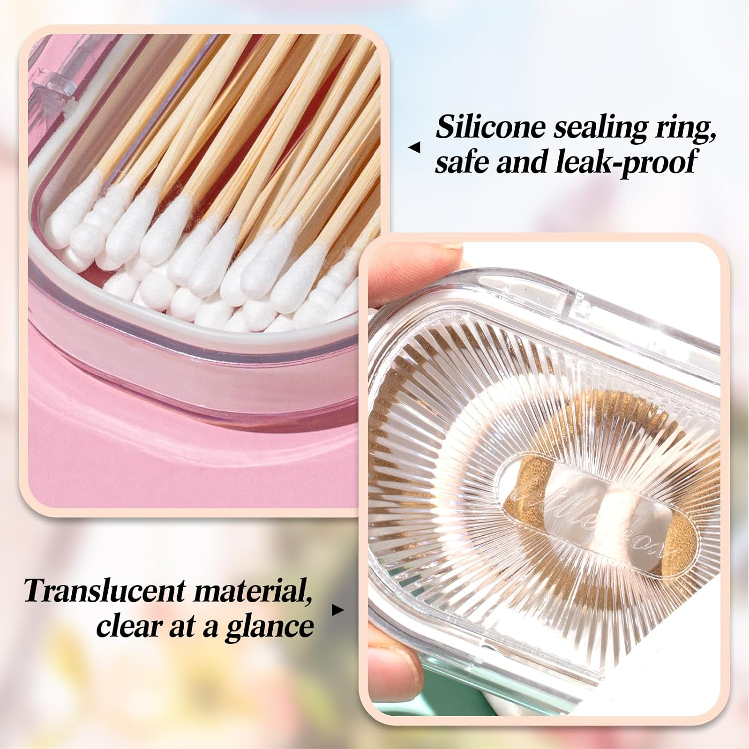 Kigley 4 Pcs Hair Tie Container Small Portable Travel Cotton Swab Holder Flosser Dispenser with Lid Plastic Box Beads Storage Containers for Small Items, 3.94 X 2.76 Inch (White) - White image number 5