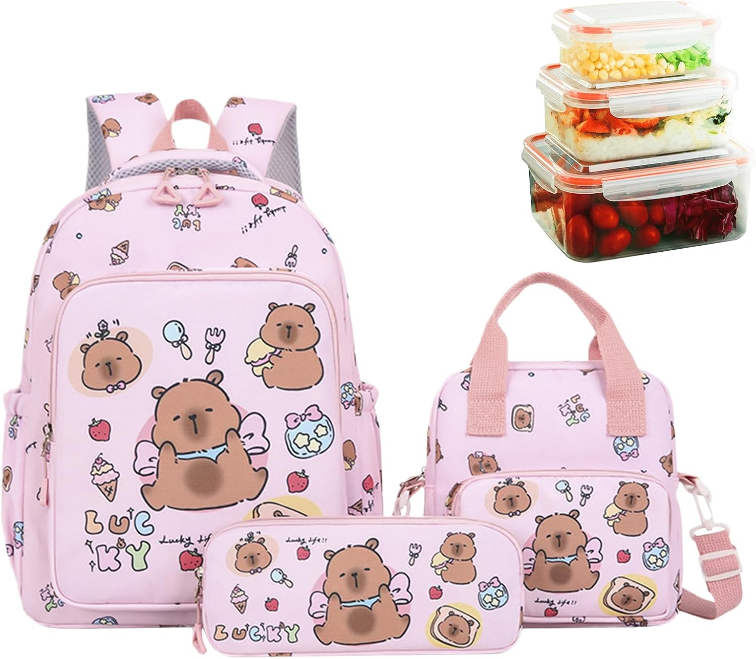 Generico Capybara Bag - Kids Shut off - Cartoon Book Set | Capybara Pencil Case, Lunch for School Travel and Daily Use, Lightweight Organizer for Students and Teenagers