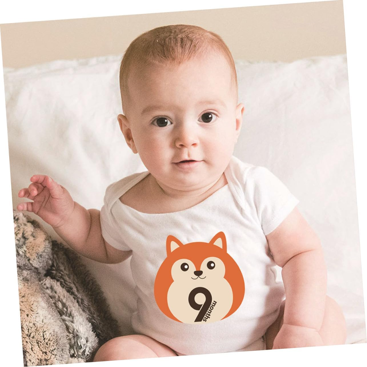 12 Sheets Animal Design Milestone Stickers Reusable Self-Adhesive Decals for Newborn Boy Girl Monthly Photo Keepsake Scrapbook