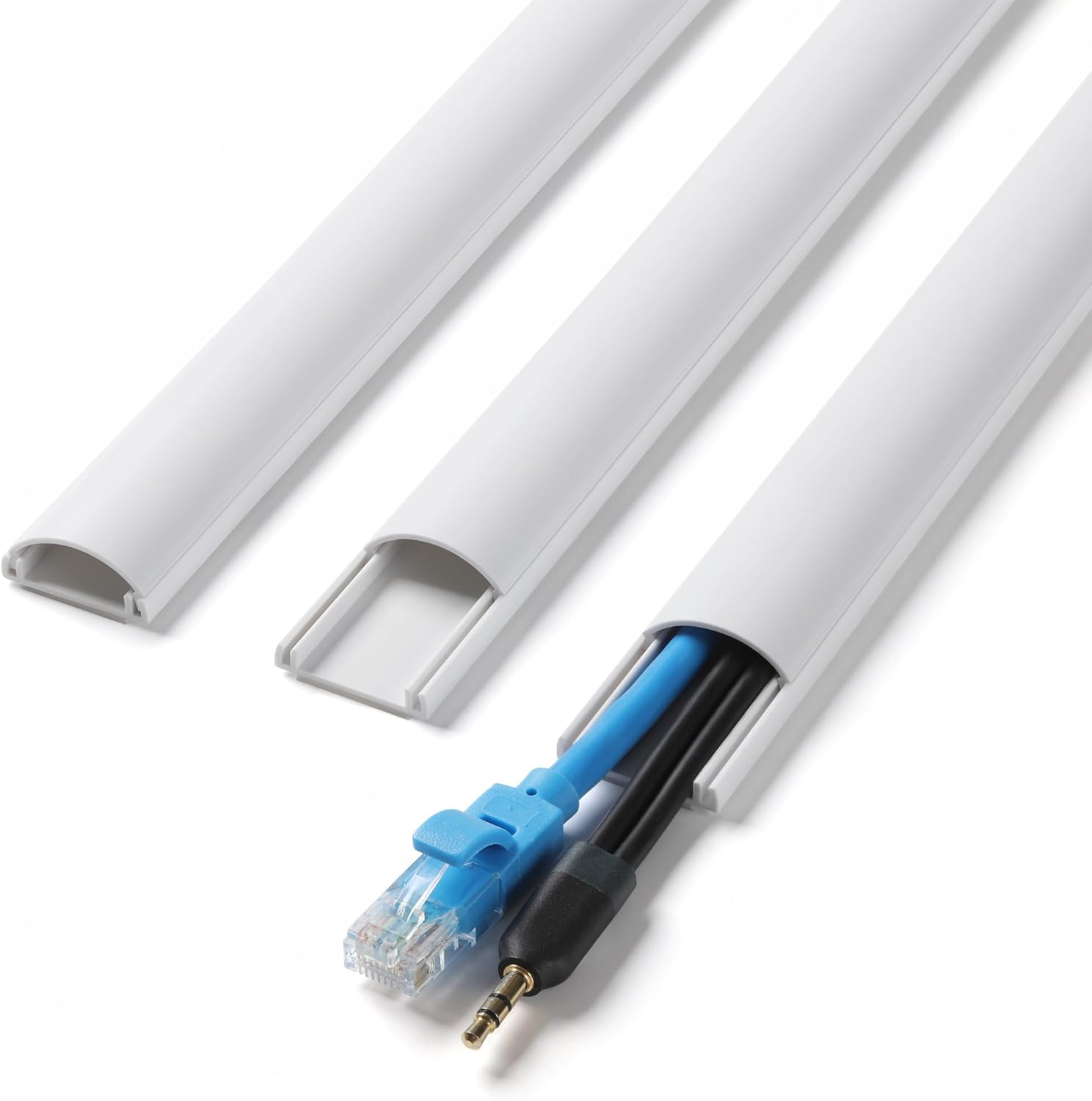 Zhiyo Cord Hider, 39'' Cable Hider for 1-2 Cords, Cord Covers for Wires on Wall, Wire Covers for Cords Wall Mount TV, Cable Raceway White 3Xl13, W0.98 X H0.45 image number 6