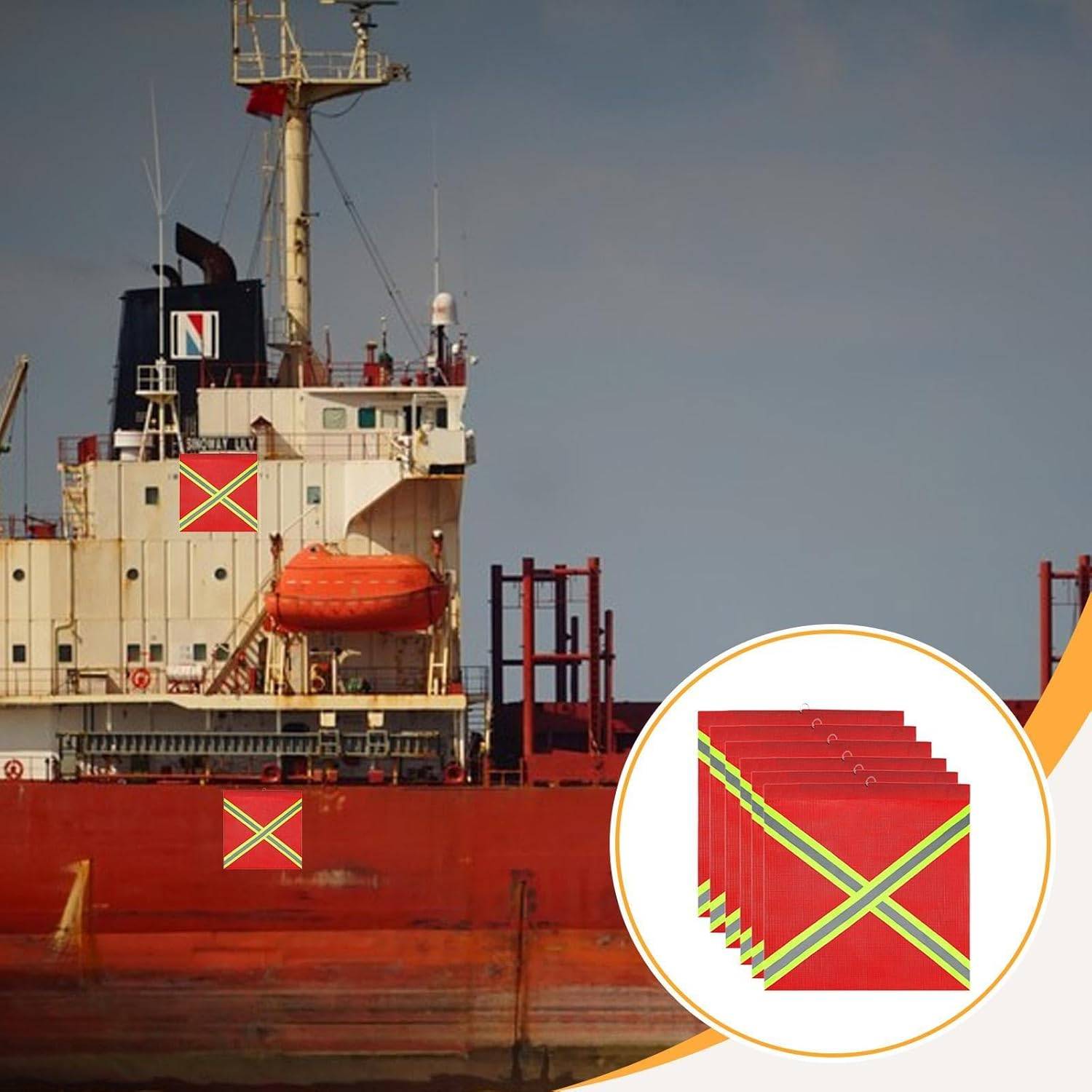 Frediuo 6 Pieces Truck Security Flags Warning Signs, Easy to Install, Mesh High Visibility Tow Flags Weatherproof for Kayak Boat image number 1