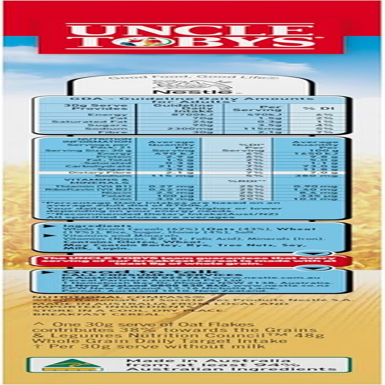 Uncle Tobys Oat Flakes Crunchy Flakes Breakfast Cereal 640 G image number 4