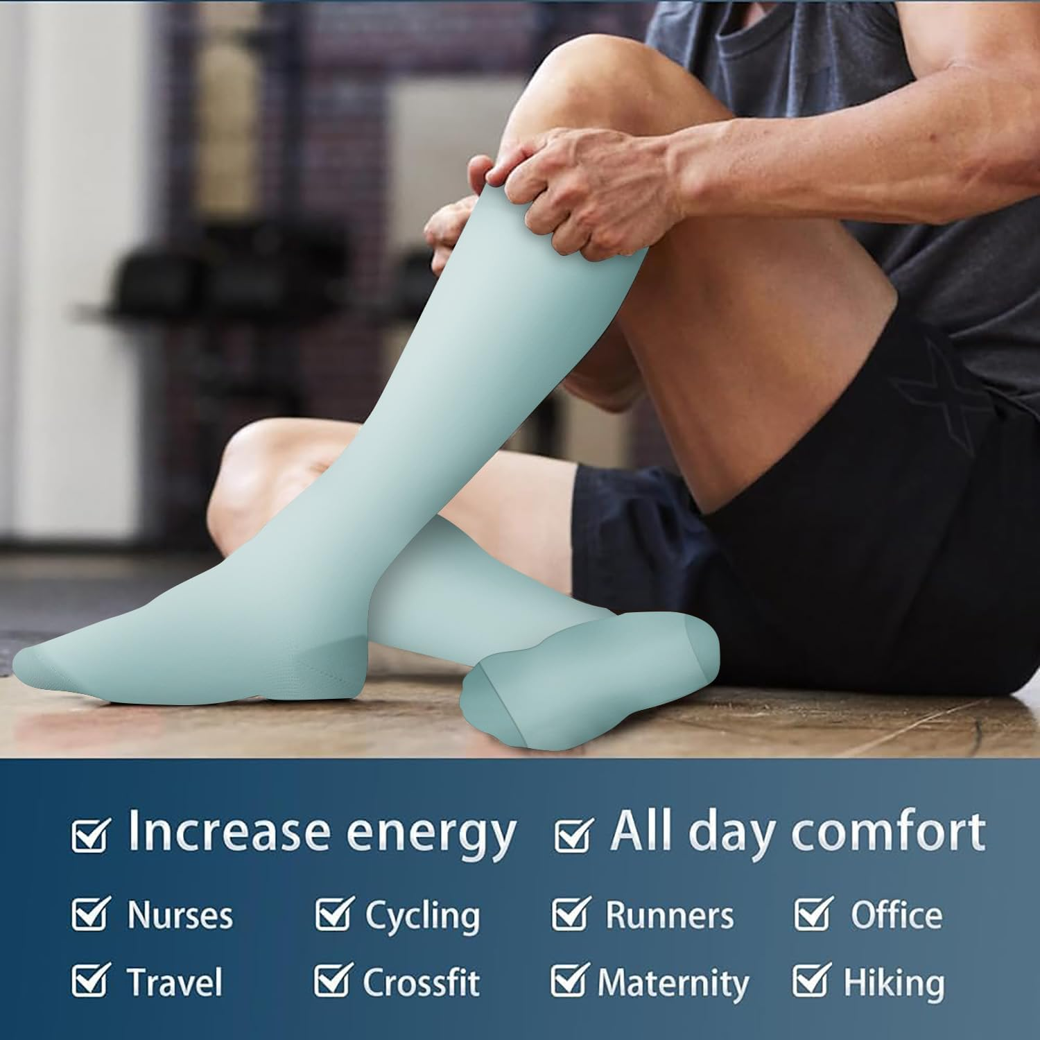 8 Pairs Compression Socks for Women & Men 15-20 Mmhg Compression Stockings for Blood Circulation,Support Socks for Running,Nurses,Athletic,Hiking,Flight,Travel,Pregnancy image number 2