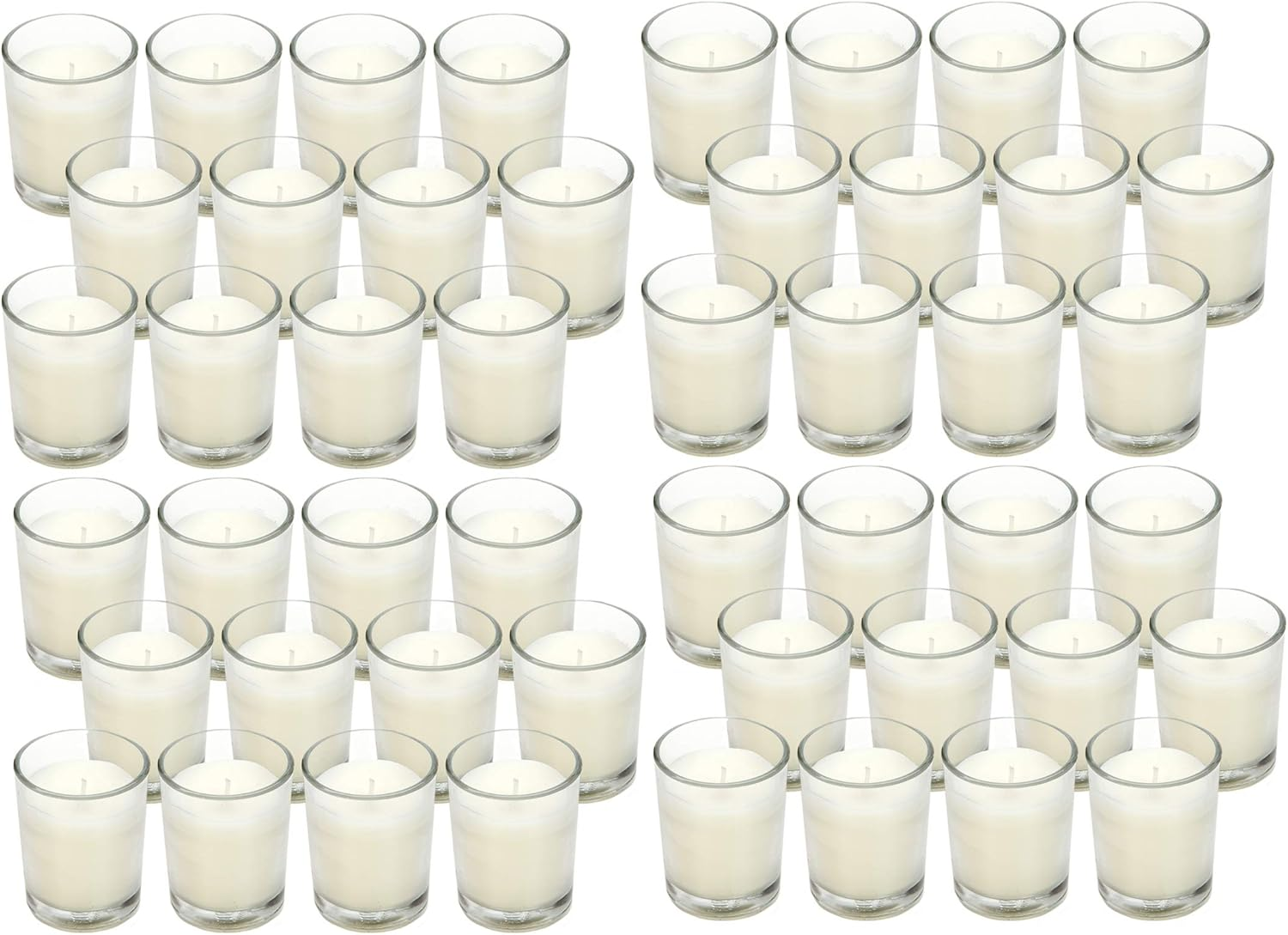 Hosley&reg; 48 Pack Unscented Clear Glass Filled Votive Candles Hand Poured Wax Candle Ideal for Aromatherapy Spa Weddings Birthdays Holidays Party (Warm White) image number 3