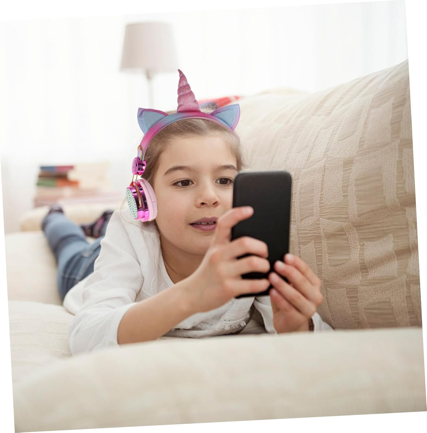 FUNNETOYU Gaming Headset with Rhinestone Decoration Portable over Ear Earphones for Cellphone and Computer Comfortable Soft Earmuffs Wired Headset for Adults Rose Gold image number 1