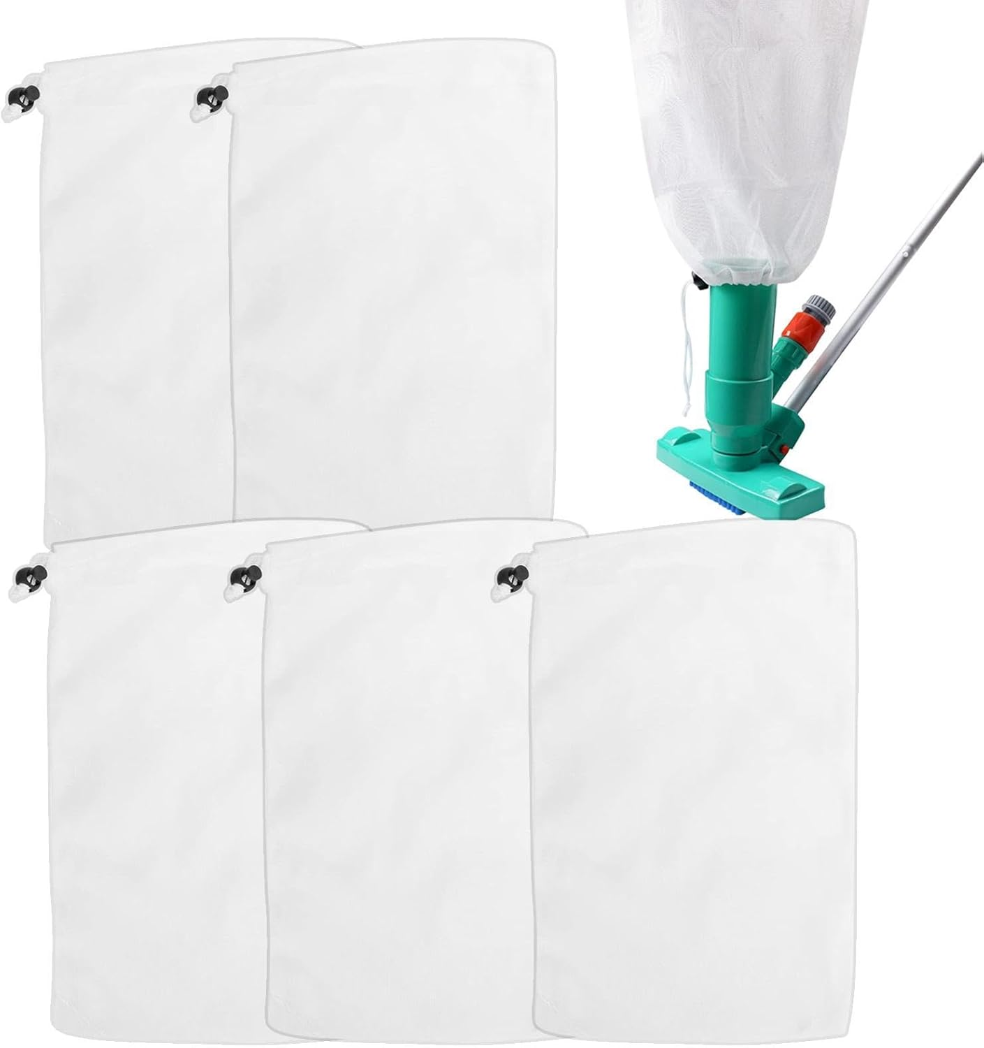 Pool Vacuum Net Bag, Pool Vacuum Bag - Lifter Minitors Supply 5 - Vacuum Pool Cleaner Bag Garper with Lock Cord for Aquarium image number 4
