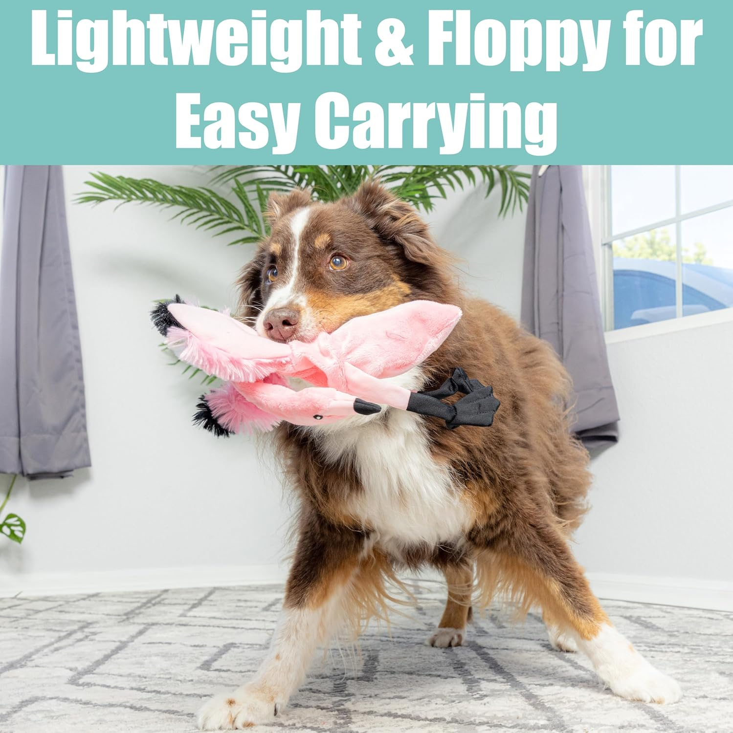 SPOT by Ethical Products Skinneeez - the Original Stuffless Stuffingless Dog Toys - Squeak Toys Tug Toy Small Dogs and Large Dogs Puppy Chew Toy Alternative Interactive Dog Toy - Flamingo - Large - Flamingo image number 5