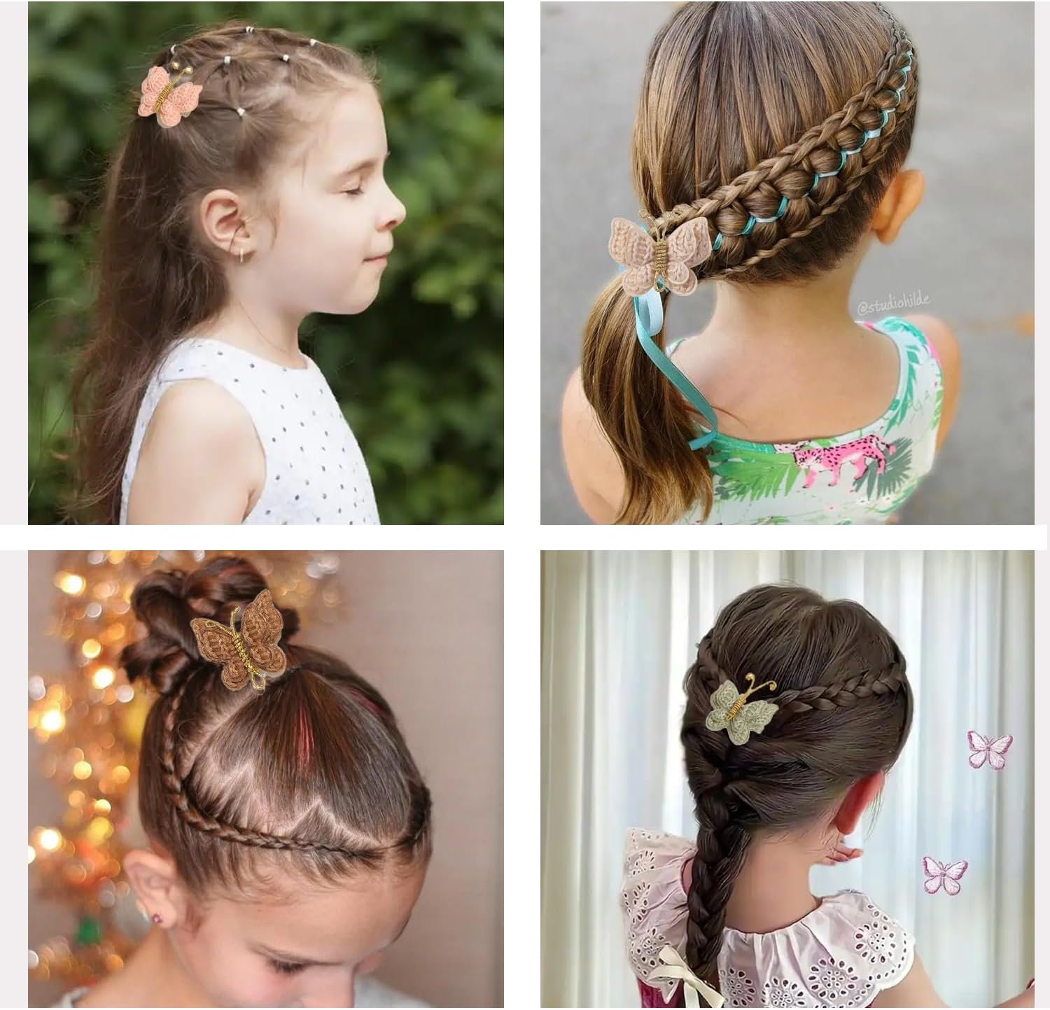 Shengsenfu 12 PCS Baby Hair Clips for Girls - Handmade Crochet Butterfly Barrettes with Soft Alligator Clips, 6 Color Cute Hair Accessories for Toddlers & Little Kids, Non-Slip Baby Hair Clips