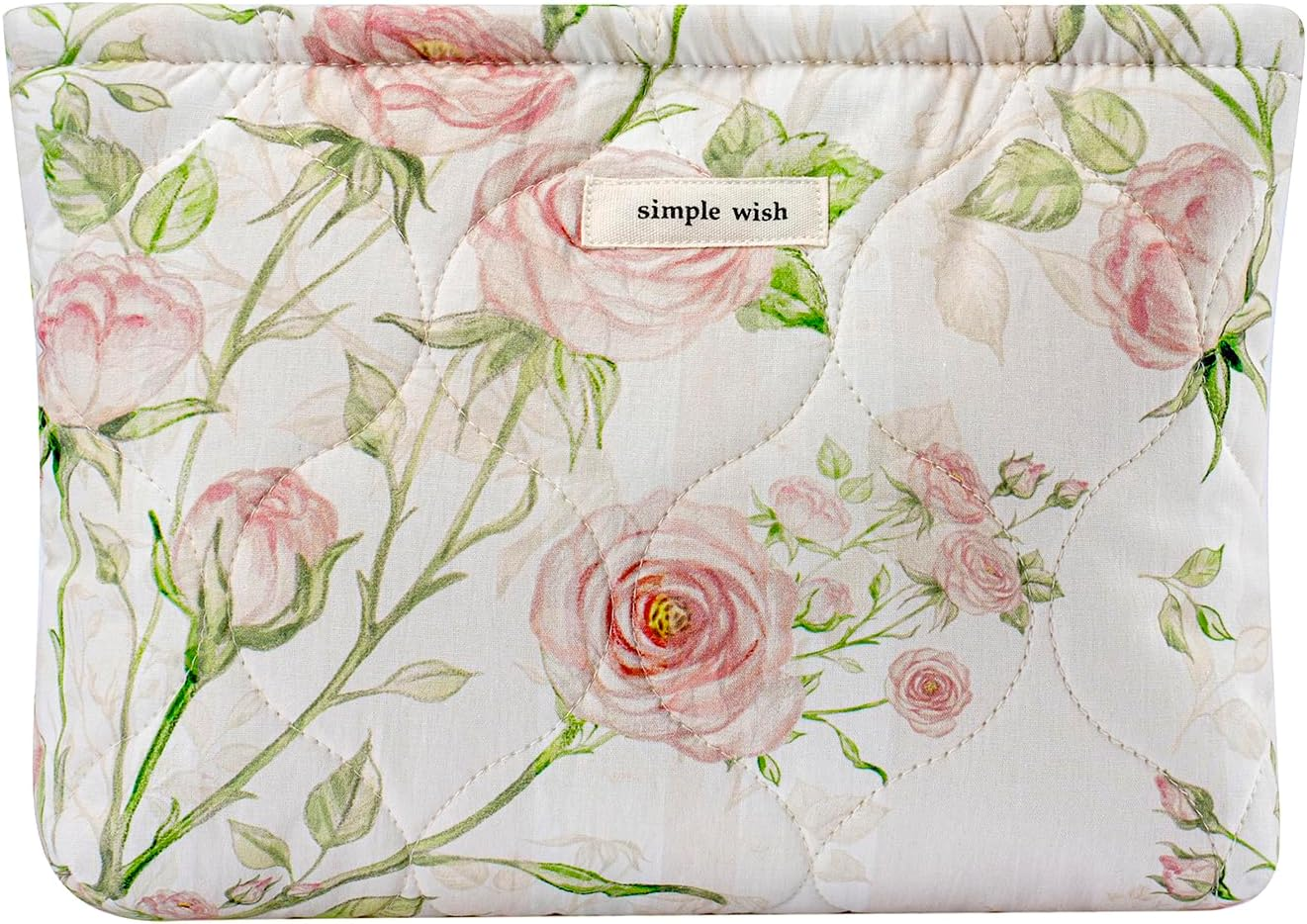 Uekeboag Quilted Floral Cotton Makeup Pouch,Coquette Quilted Cosmetic Bag for Women and Girls, Aesthetic Organizer Bag, Flower Cute Travel Toiletry Bags, Patchwork Pink, Vintage Chic