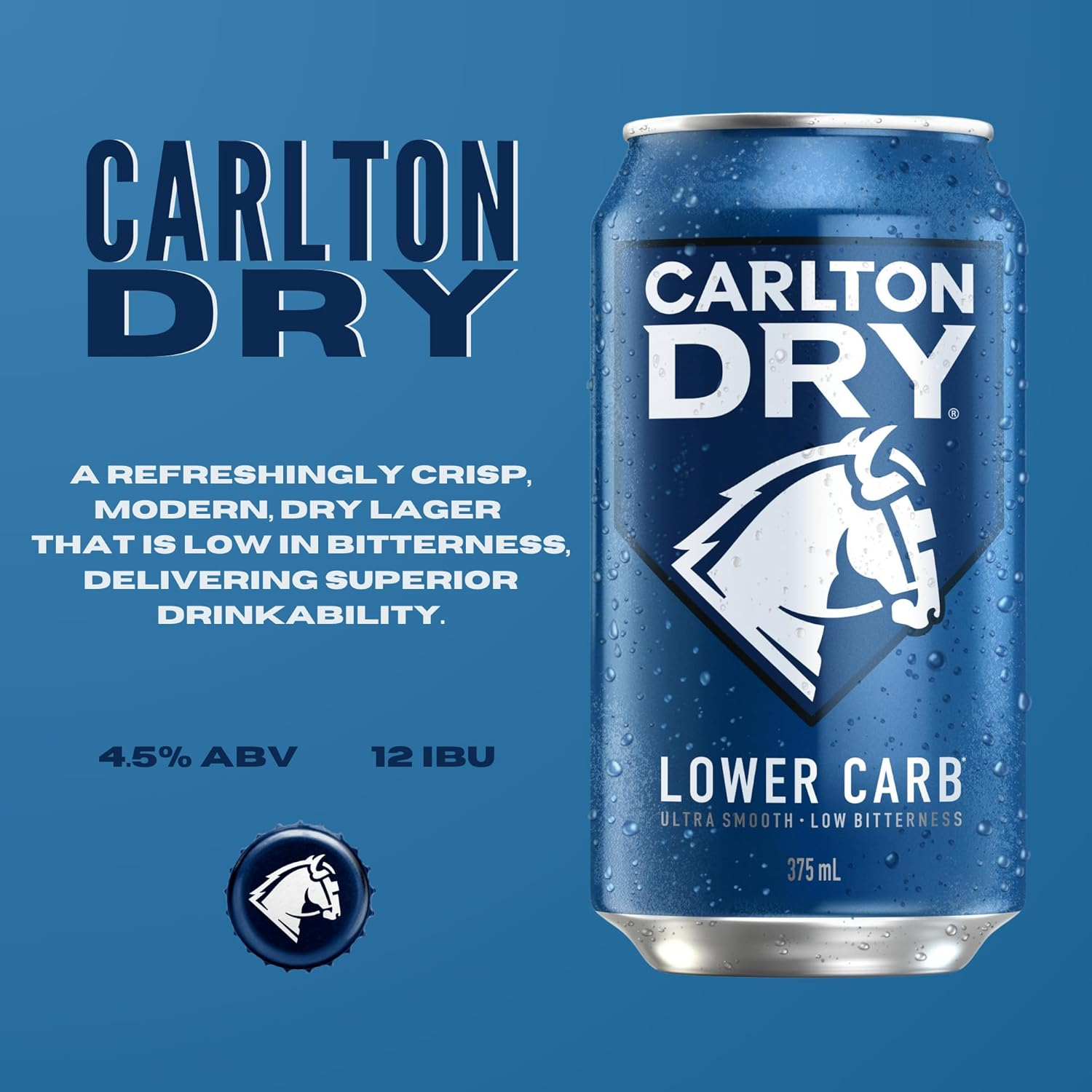 Carlton Dry, Low Carb & Full Strength Beer, Crisp & Refreshing Finish, Classic Australian Lager, 4.5% ABV, 375Ml (Case of 24 Cans) image number 4