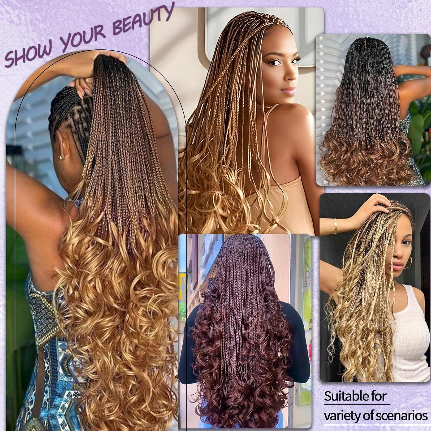 Locescsoc 24 Inch French Curls Braiding Hair 8 Packs Spanish Curly Braids Pre Stretched Loose Wave Soft French Curl Synthetic Braiding Hair Extensions for Women (27#, 24 Inch (Pack of 8)) - 1B/27 image number 2