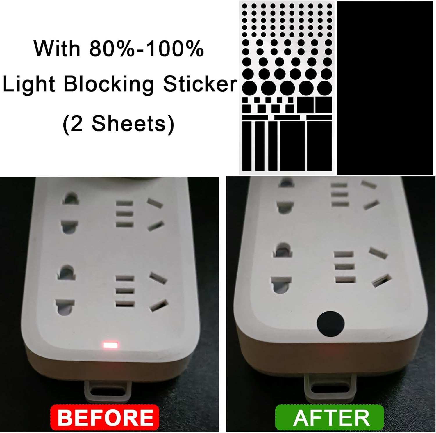 Mmcrz Light Blocking Stickers, LED Blackout Dimming Sheets for Routers, TV Covers (Black-4 Sheet)
