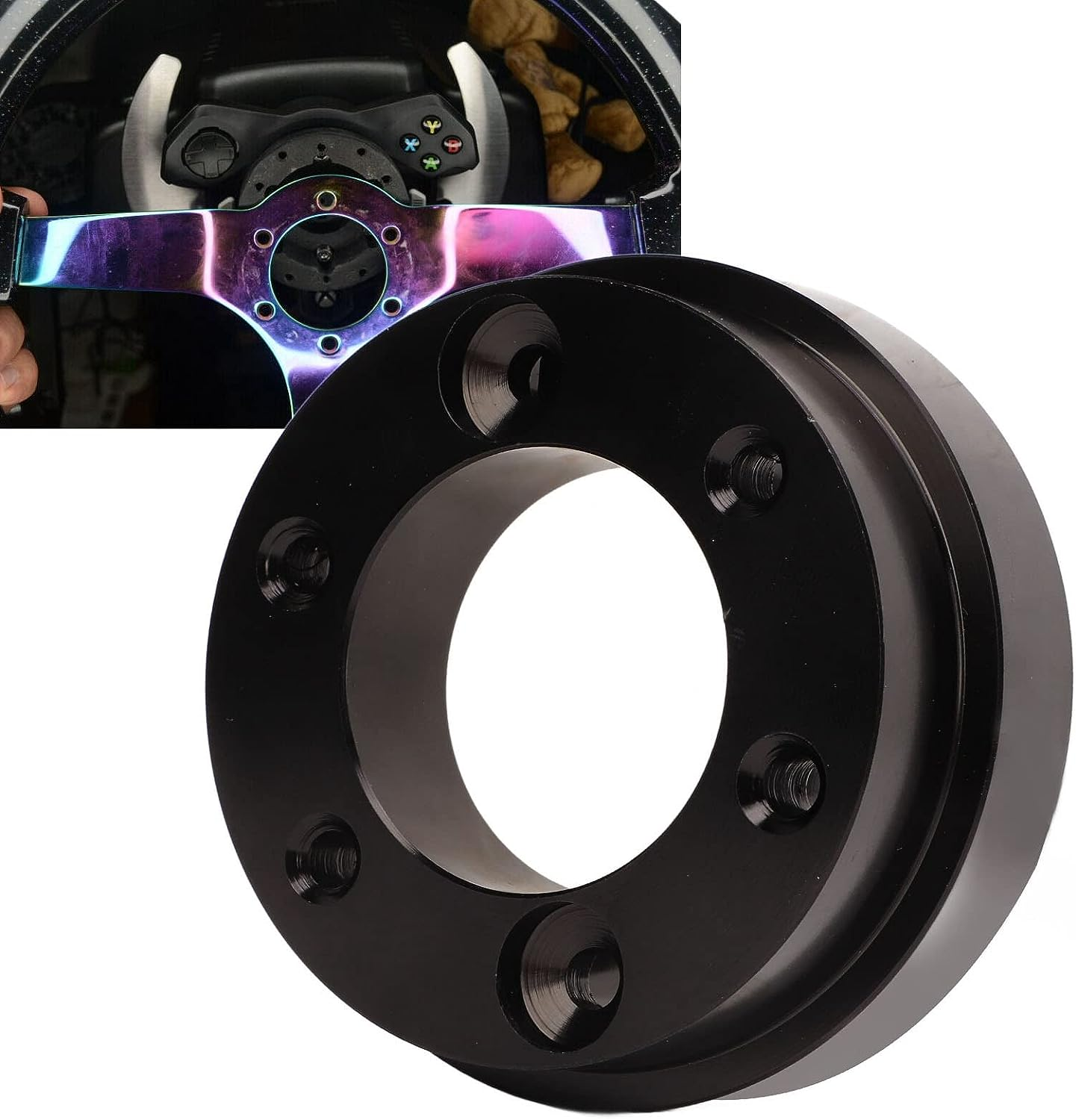 Cryfokt Steering Wheel Accessories Adapter Plate Black CNC Machined Durable Aluminum Alloy for Logitech G25 G27 G29 G920 (Cryfokt6Azed3Srk2) image number 2