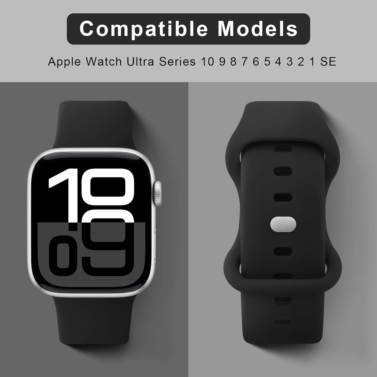 Sport Band for Apple Watch Band 38Mm 40Mm 41Mm 42Mm 44Mm 45Mm 46Mm 49Mm for Women Men, Soft Silicone Waterproof Replacement Straps for Iwatch Series 10/9/8/7/6/5/4/3/Se/Ultra image number 6