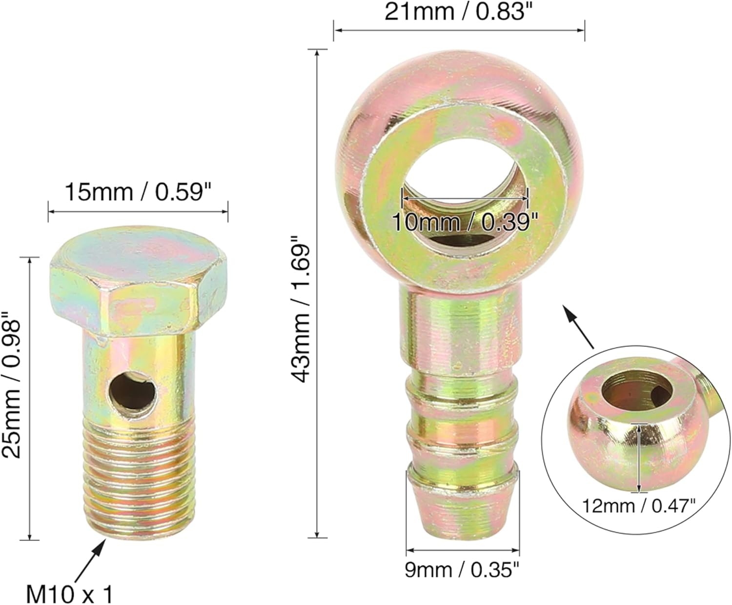 X AUTOHAUX 2 Sets 10Mm Banjo Hose Barb Bolt Fittings Banjo Bolt Washer Kit Metal for Motorcycle Car image number 3