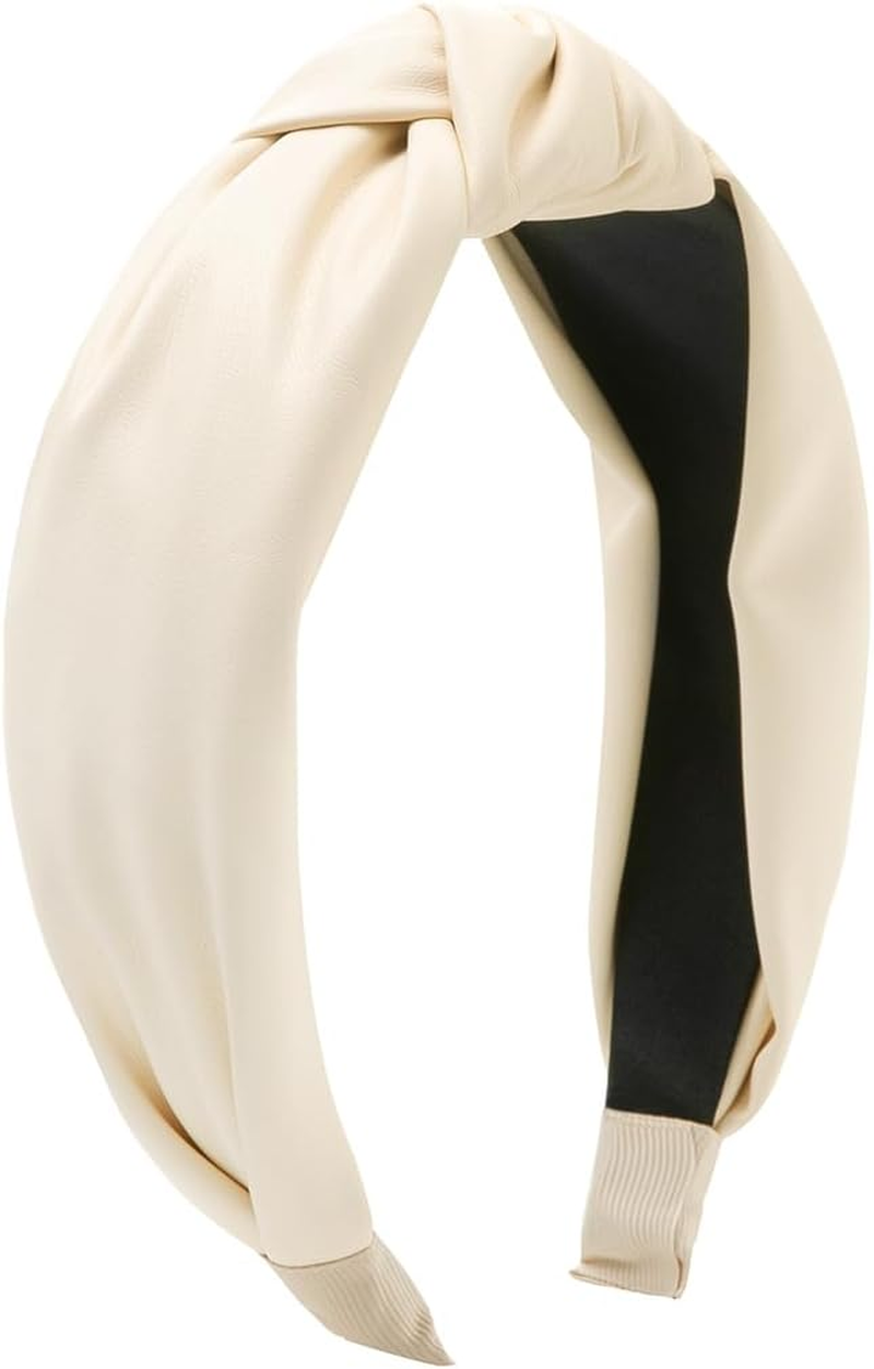 Axy HR27AL Leather Look Headband Women'S Vintage Hairband Headband Classic and Fashionable Leather HR27AL (Cream White)
