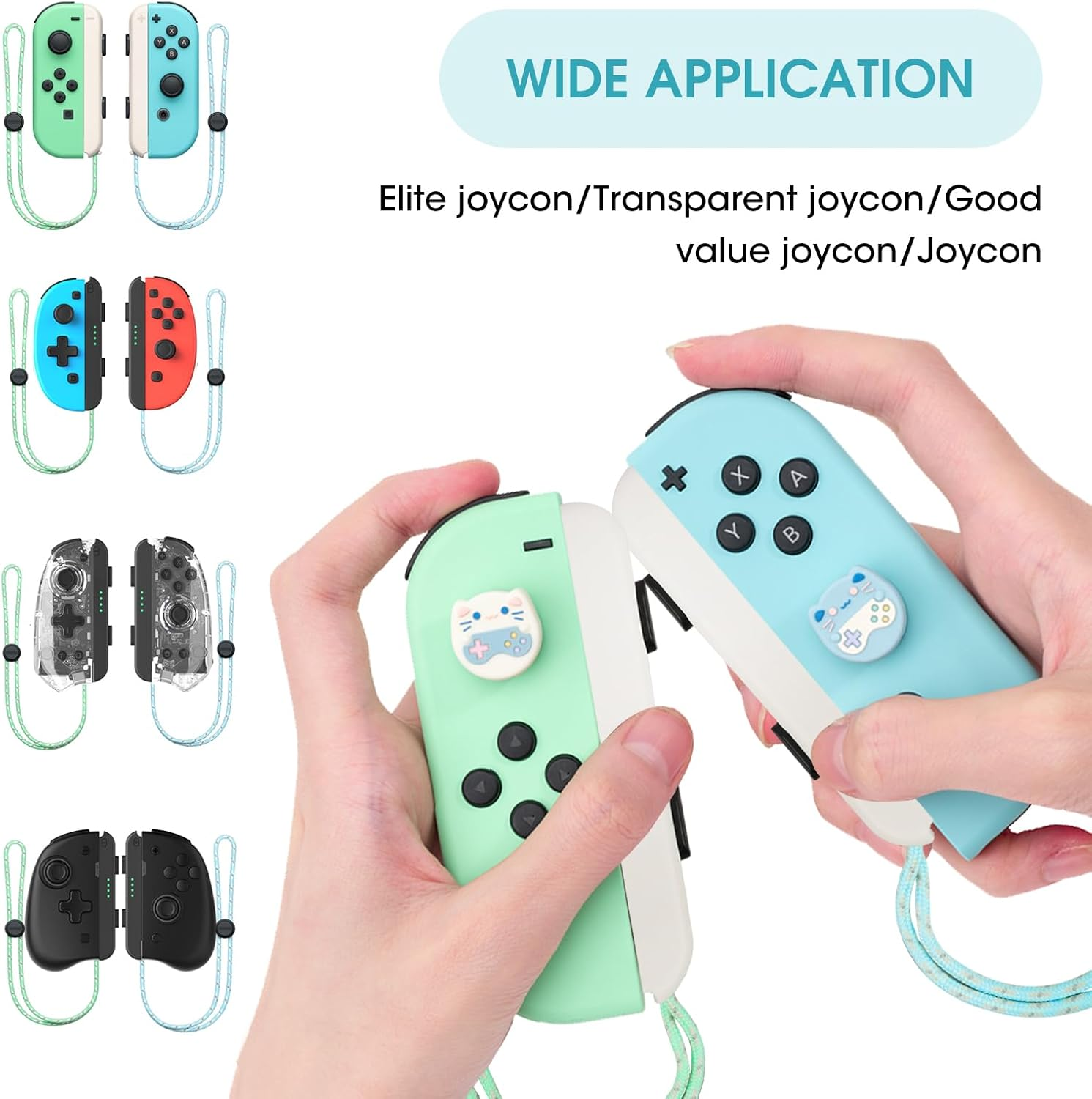 Essencenest 2 Pack Wrist Strap Controller Compatible with Nintendo Switch Joycon, Adjustable Controller Straps with Secure Lock, Replacement Lanyards for Switch Joycon (Black & Colorful) - Black  2 Pack image number 6