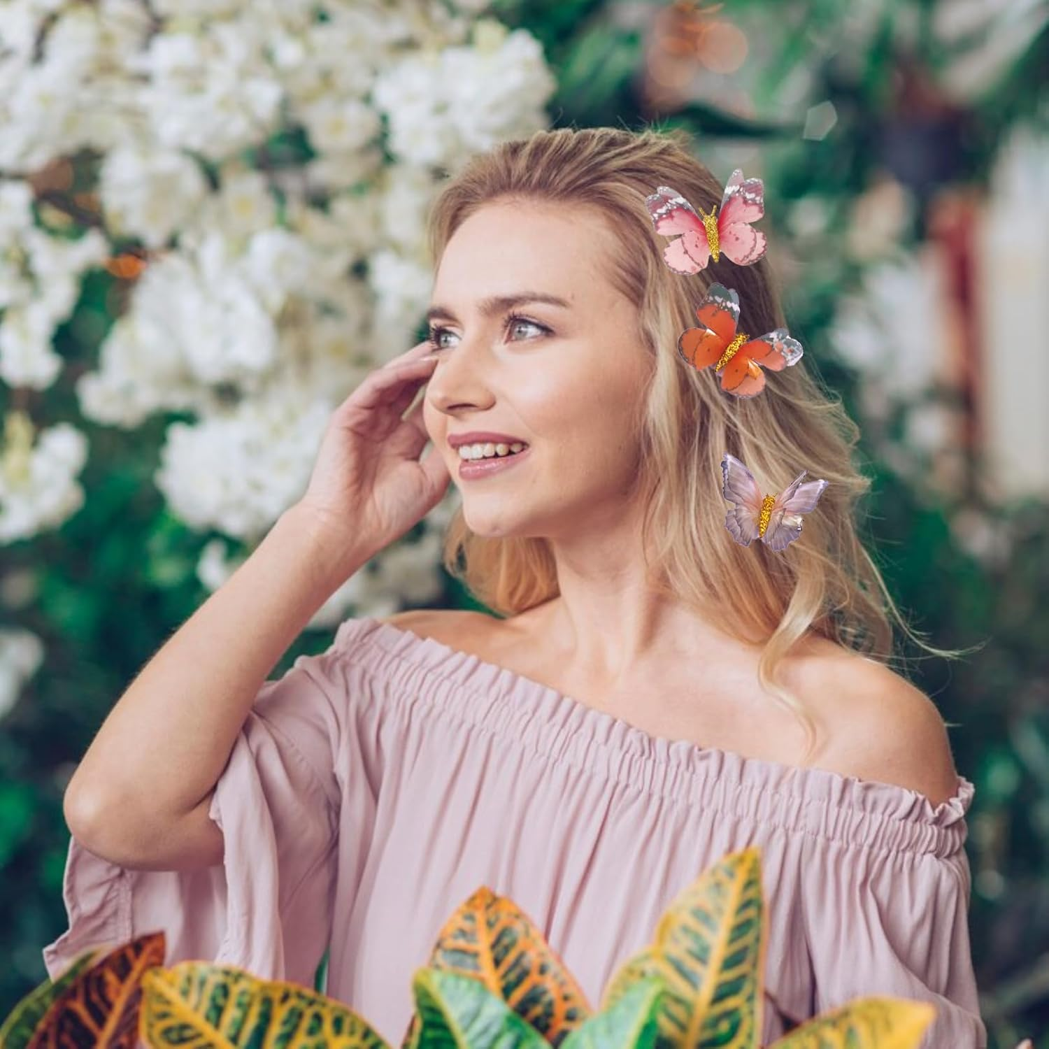 Pack of 20 Butterfly Hair Clips 3D Colourful Butterfly Hair Clips Sparkly Hair Accessories Butterflies Fairies Costume Accessories for Children Women Bride Wedding Birthday (10 Styles, 5 Cm) image number 2