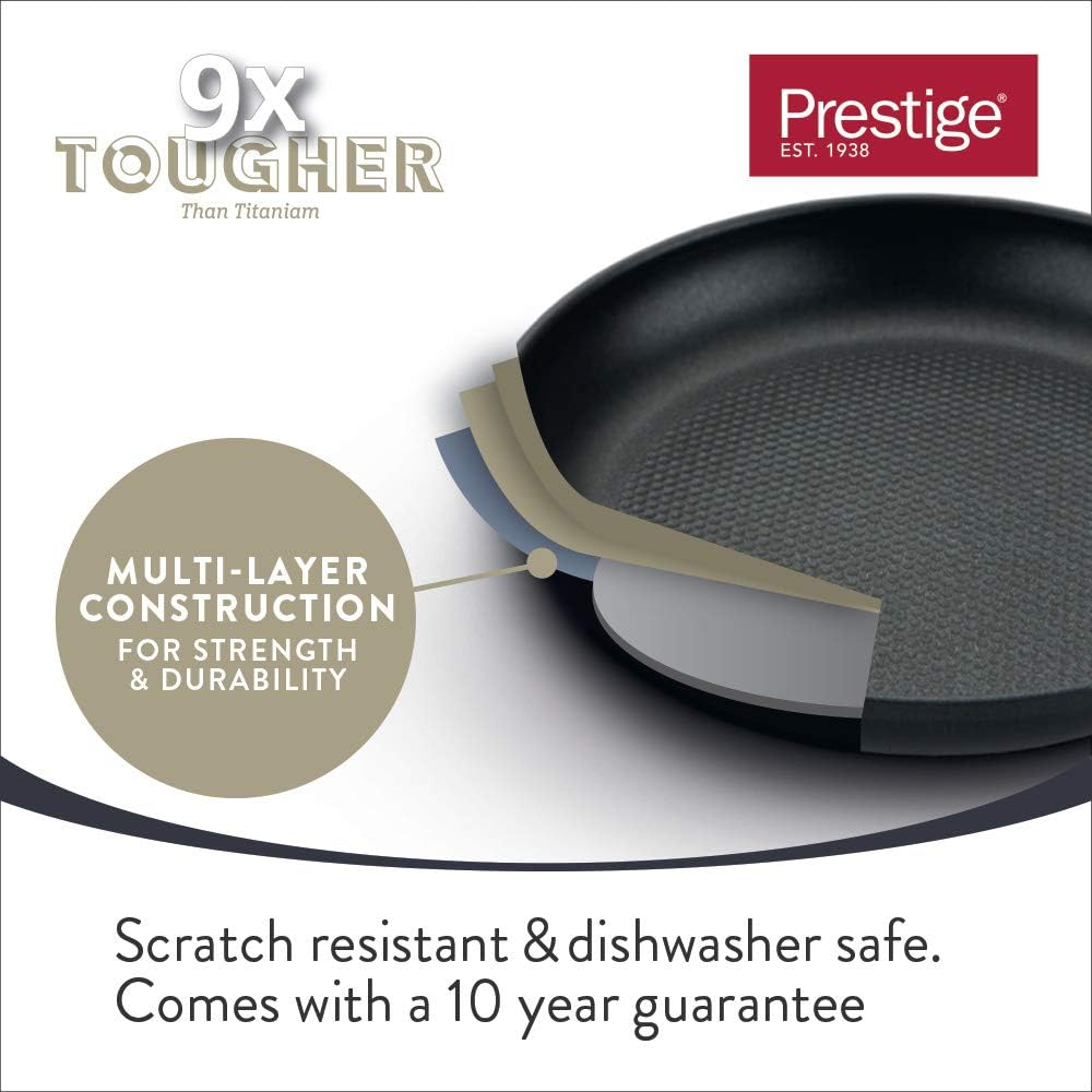 Prestige - 9X Tougher - Frying Pan Non-Stick - Durable Cookware - Superior Dimpled Non-Stick - Induction Suitable - Dishwasher and Oven Safe - 21/29 Cm image number 4