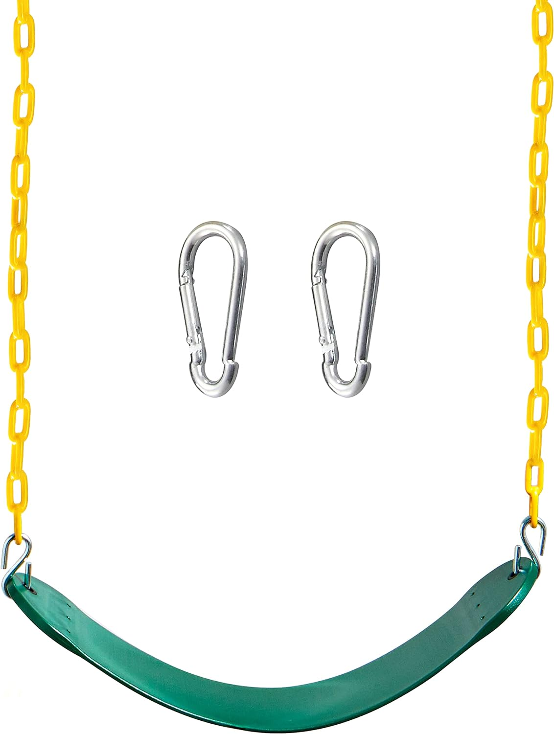 Heavy Duty Swing Seat Green Color with 66&rdquo; Chain, Swing Set Accessories Replacement with Snap Hooks for Kids Outdoor Play Playground, Trees, Swing Set, Playground image number 6