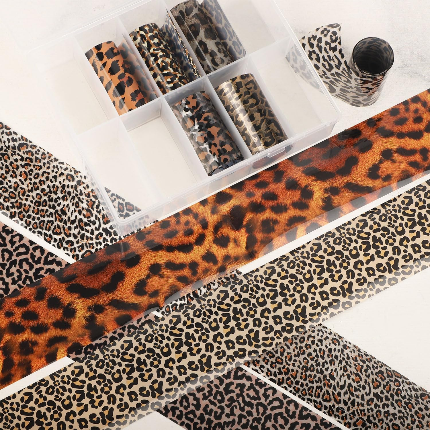 10Pcs Leopard Print Nail Stickers, Plastic Leopard Transfer Foils Decal Stylish Self Adhesive Stickers Versatile Manicure Accessories DIY Gifts for Women image number 3